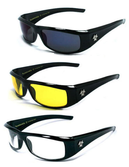 3 PAIRS COMBO Biohazard Rectangular Slim Sunglasses Motorcycle Riding UV Protect