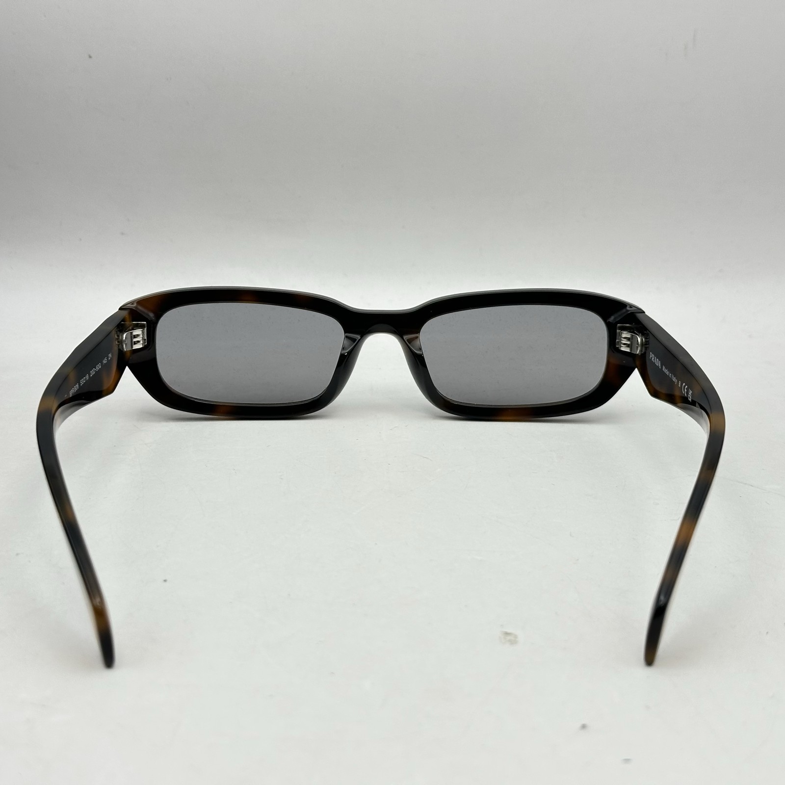 Prada Unisex Narrow Rectangle Thick Sunglasses SPRB06S Juniper Tortoise/Gray