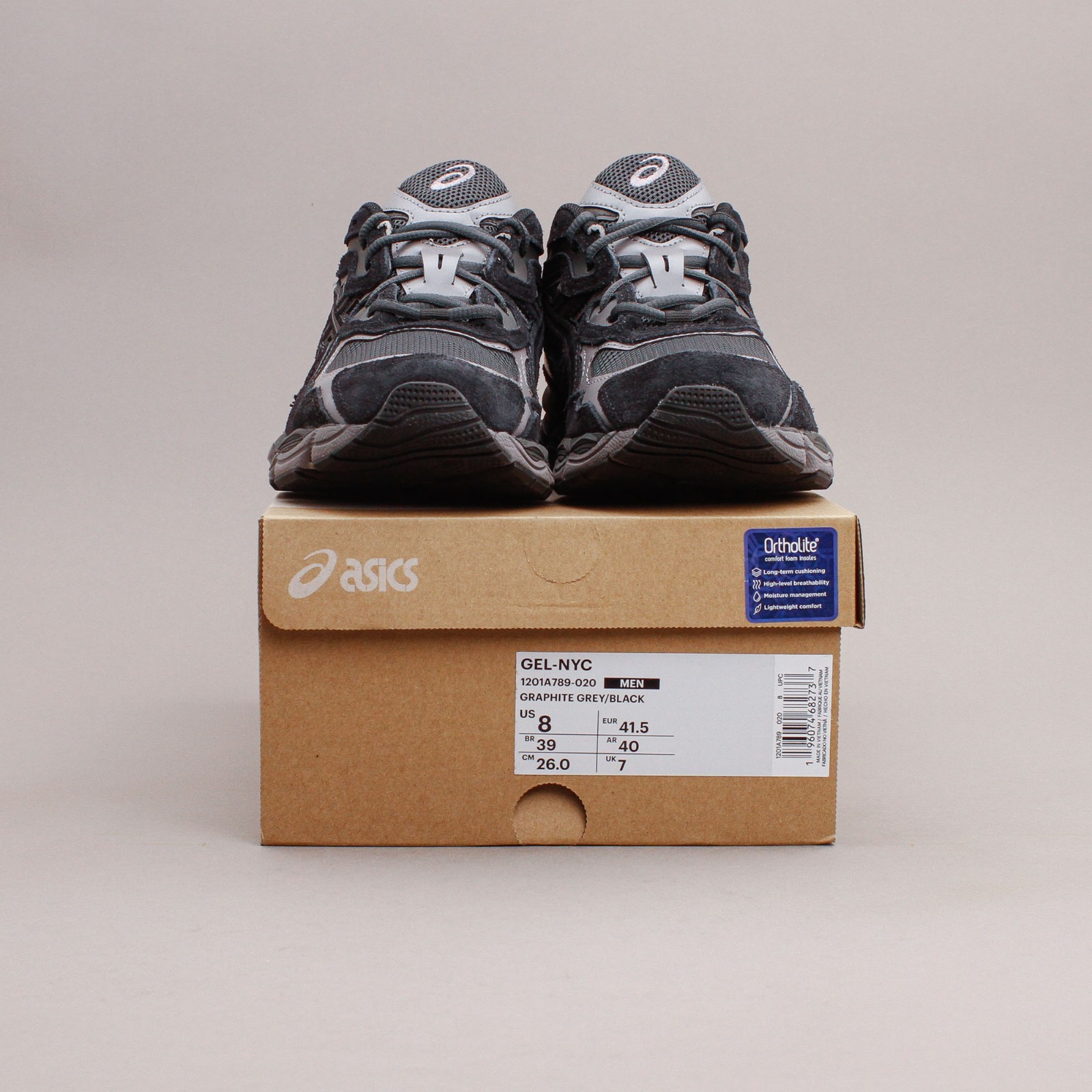 Asics Sportstyle Gel-NYC Graphite Grey Black Running Men Shoes New 1201A789-020