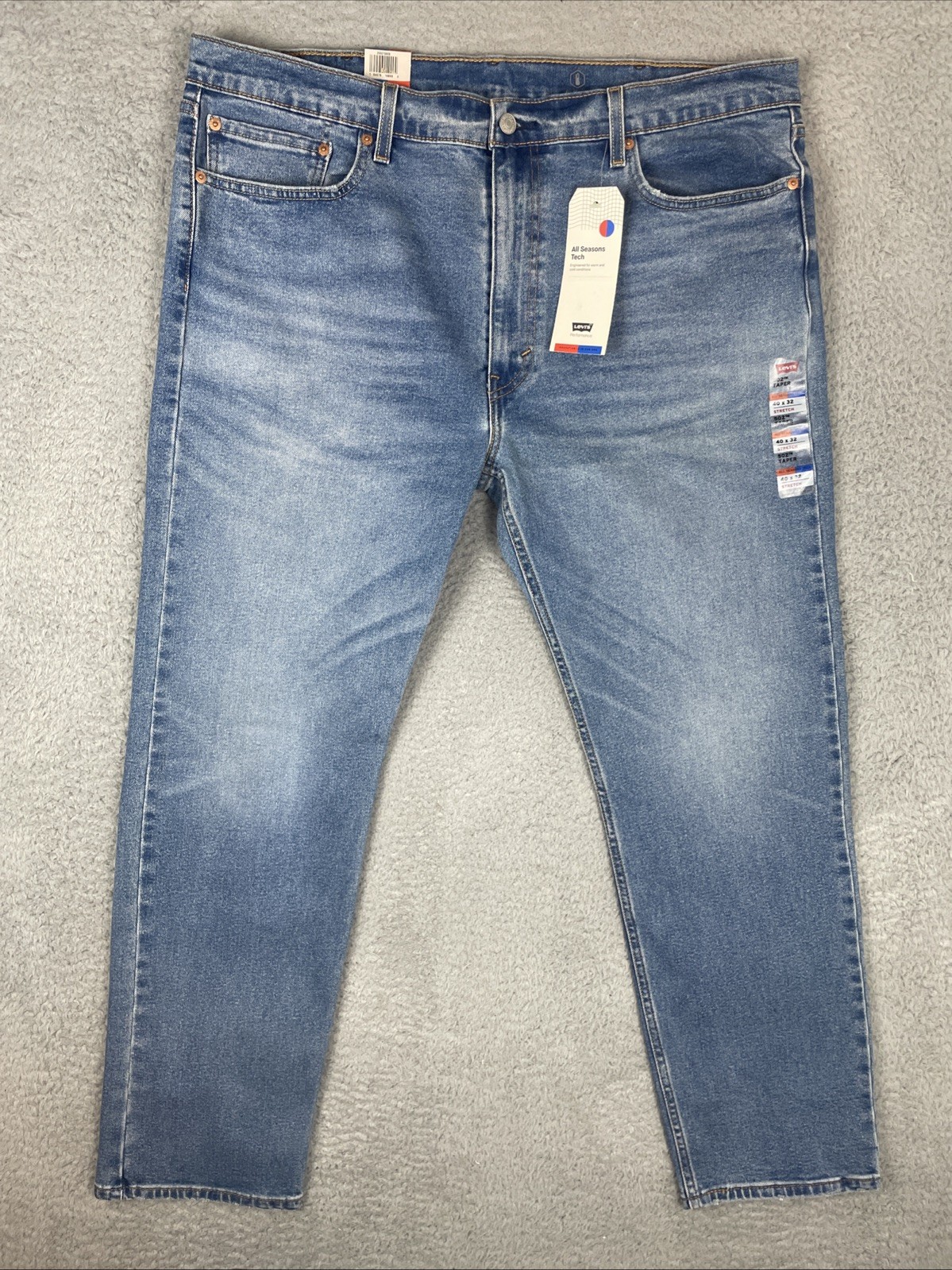 Levis 502 Taper Jeans Mens 40×31 Blue All Season Tech Regular Fit Stretch NWT