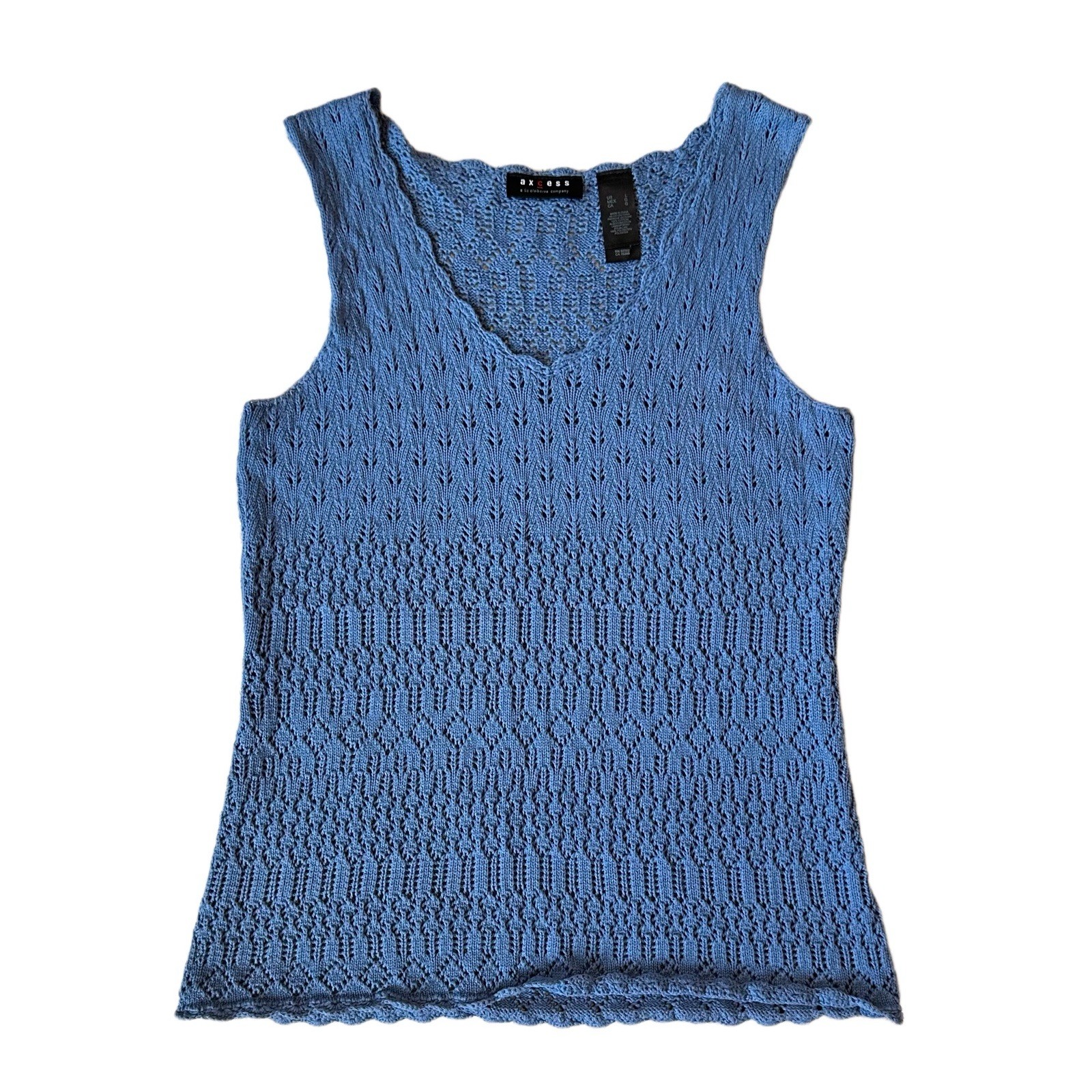 Boho Feminine Beach top Axcess knit crochet Tank Top L Lightweight Cotton