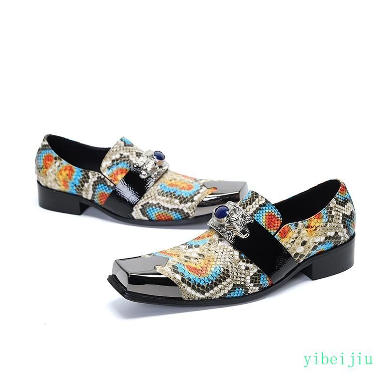 Men’s Square Head Metal Toe Colorful Stage 2026 New Fashion Evening Nightclub