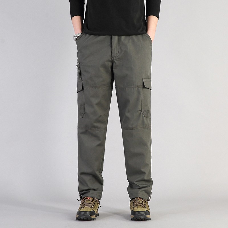 US Mens Cargo Pants Cotton Work Pants Elastic Waist Tactical Outdoor Combat XL