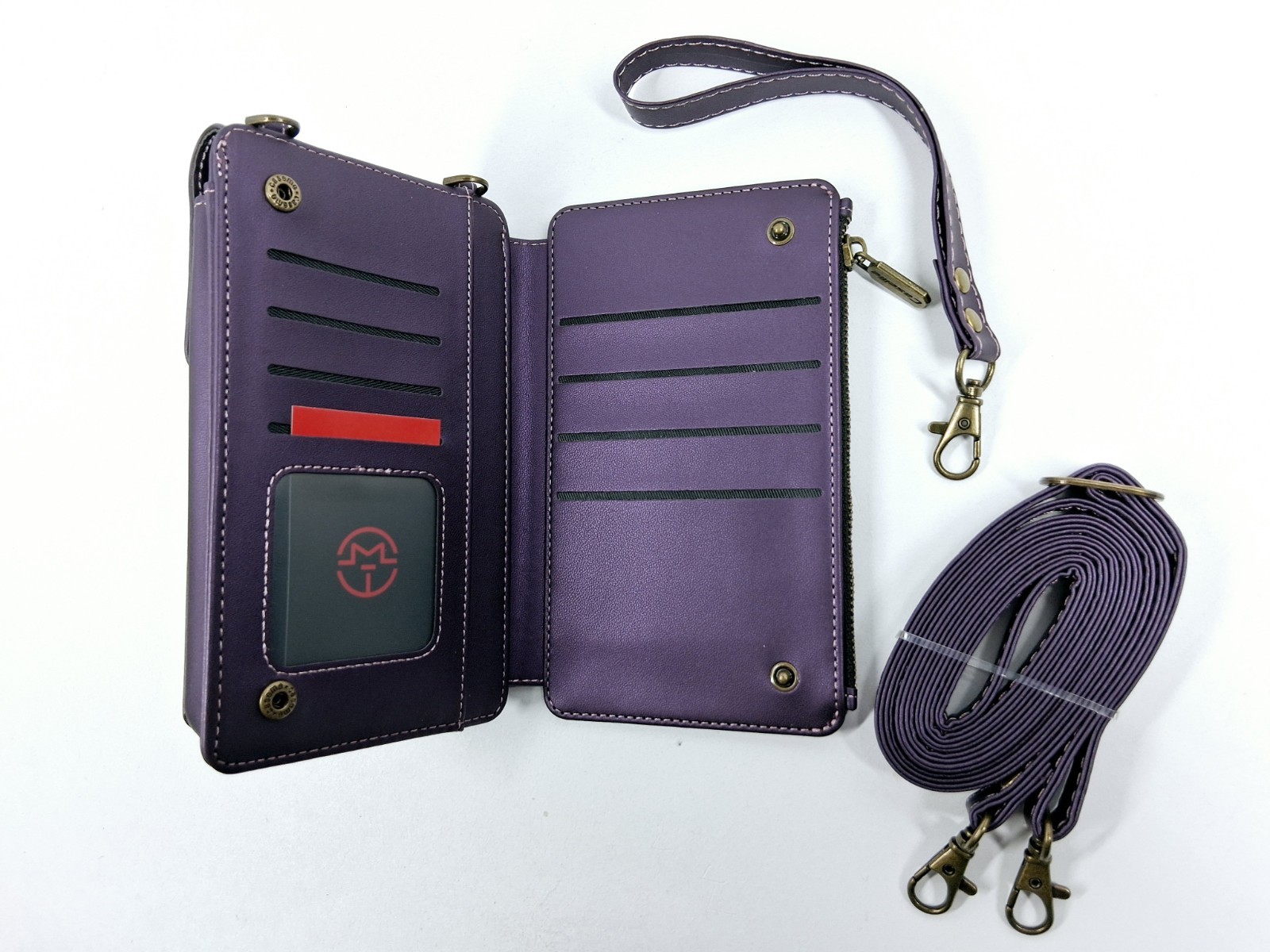 CaseMe Multi Functional Crossbody Phone Case Bag Card Holder Wallet Purse Purple