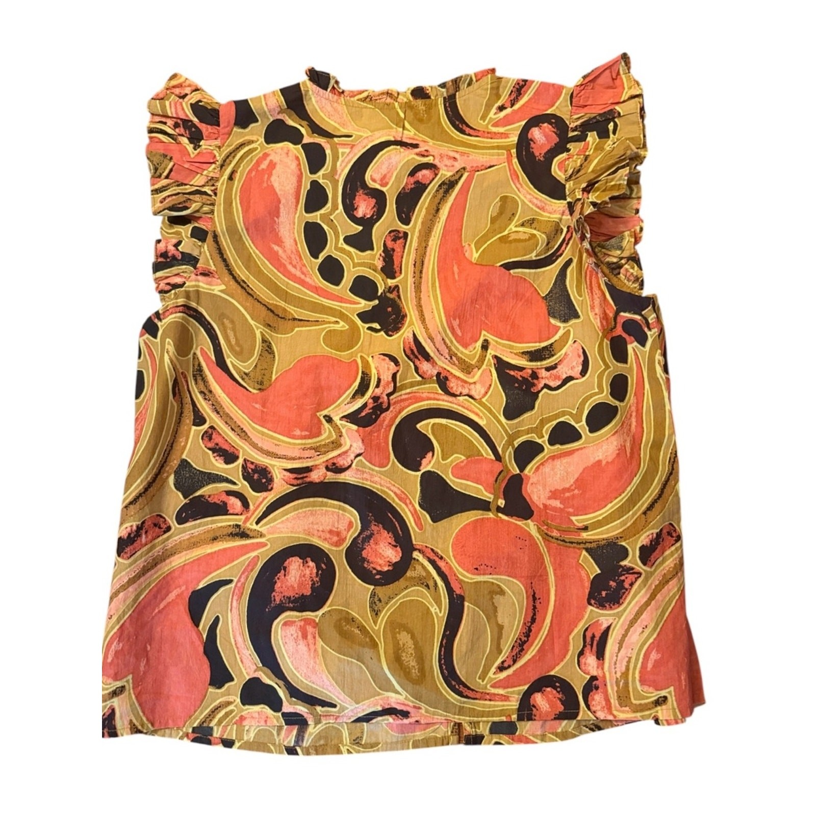 NWT Cleobella Maritza Blouse Osaria Print Organic Cotton Flutter Sleeve Top Med