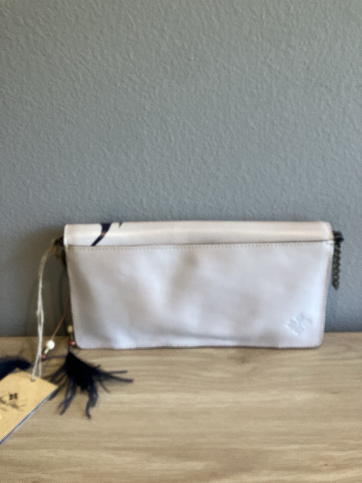 Patricia Nash White Bird Print Crossbody Bag Turn Lock Tassel Charm Pockets