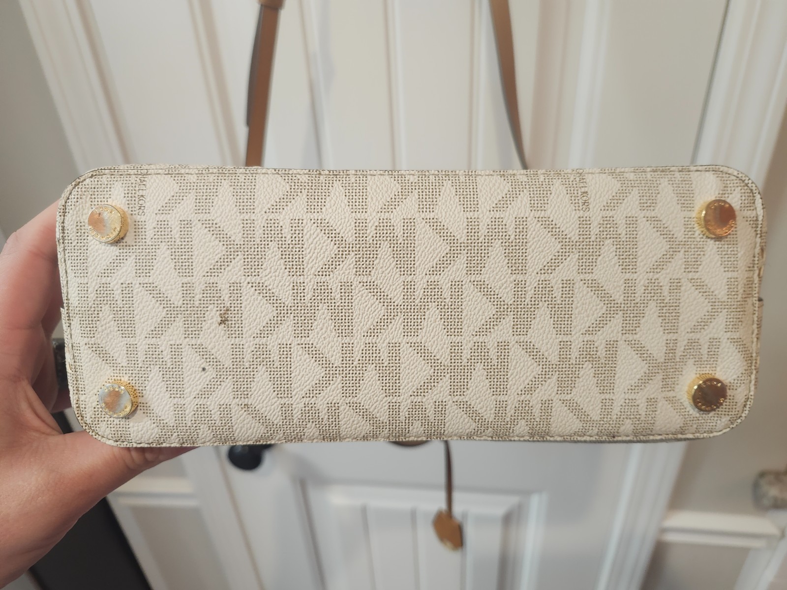 Michael Kors Hayley Medium North-South Saffiano Leather Tote White/Vanilla w/Bag