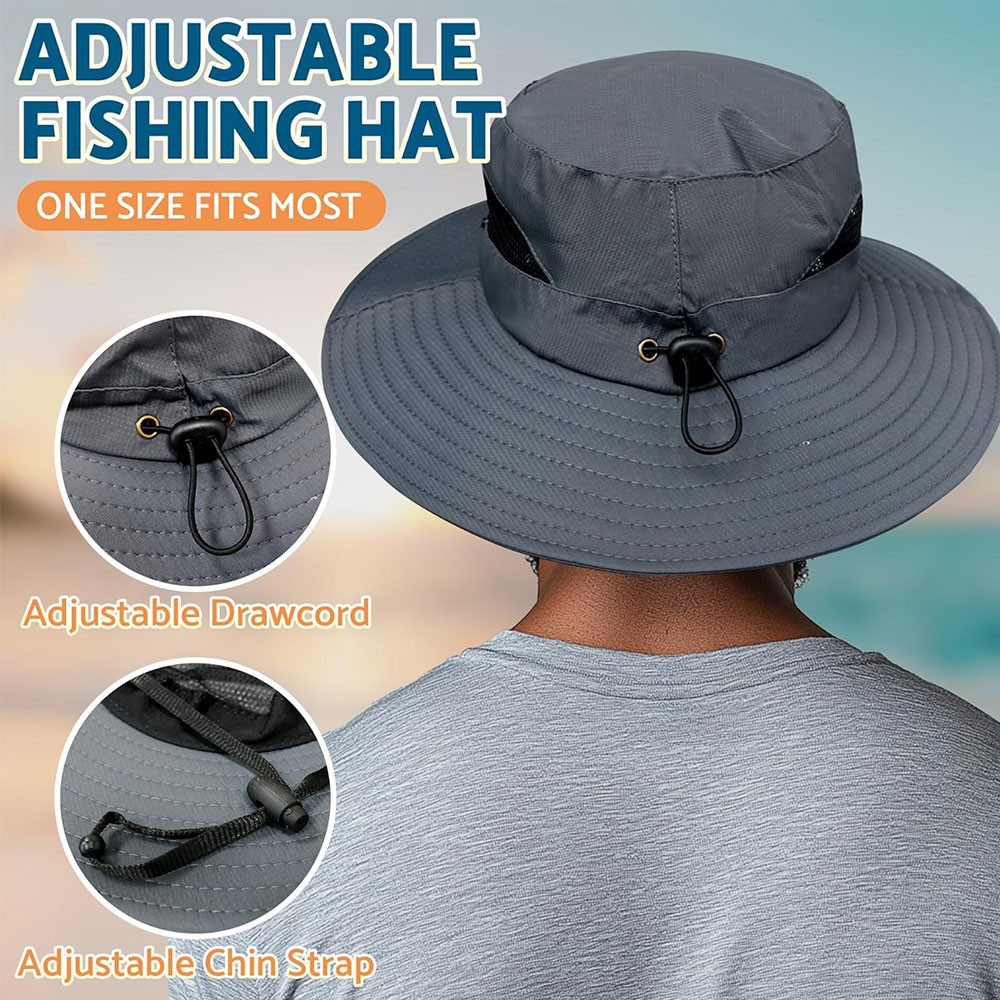 Men Women Wide Brim Sun Hat UV Protection Bucket Cap For Hiking Camping Safari