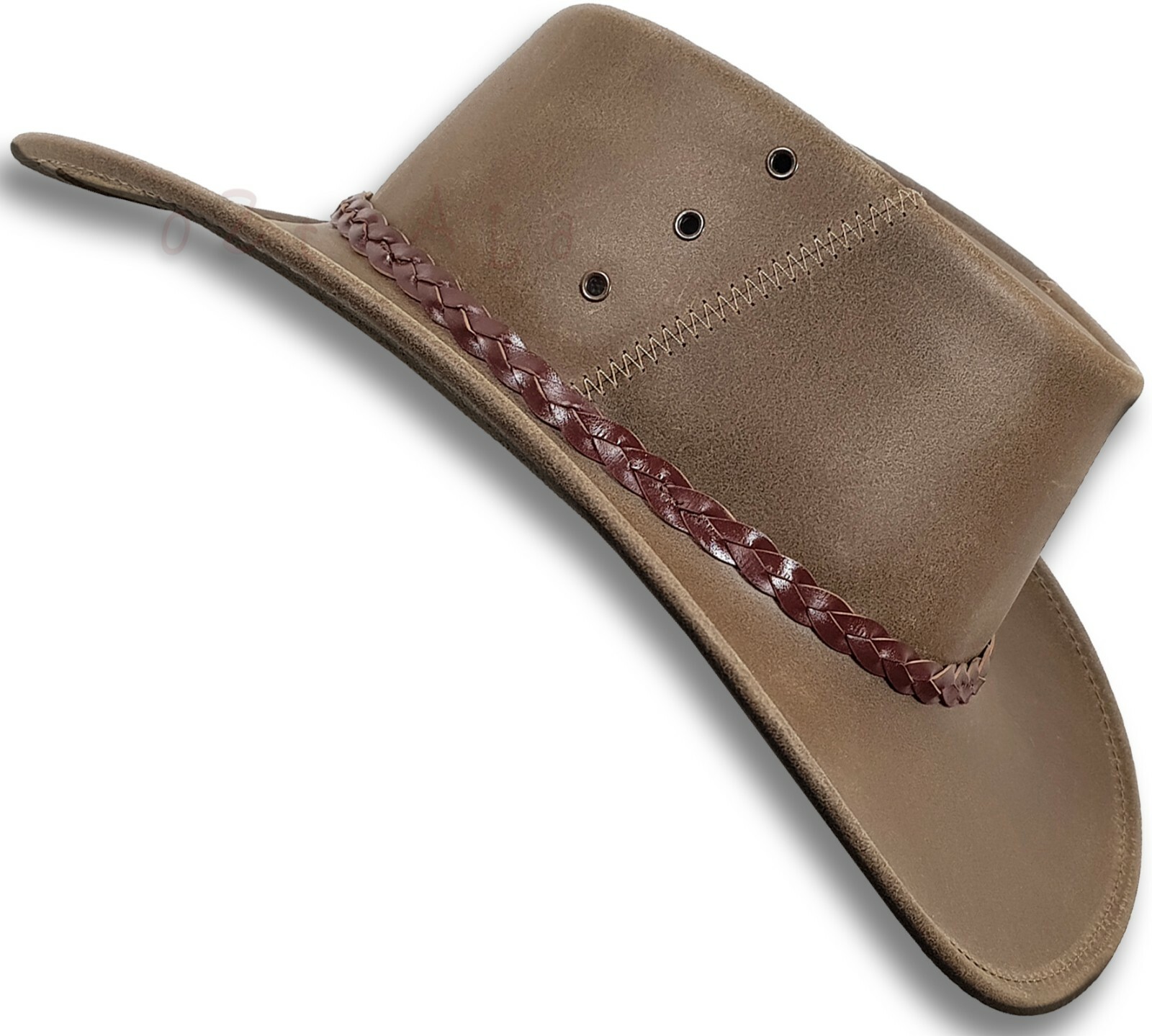【oZtrALa】 Oiled KANGAROO Leather Hat Cowboy Outback Mens Black Jacaru AUSTRALIAN