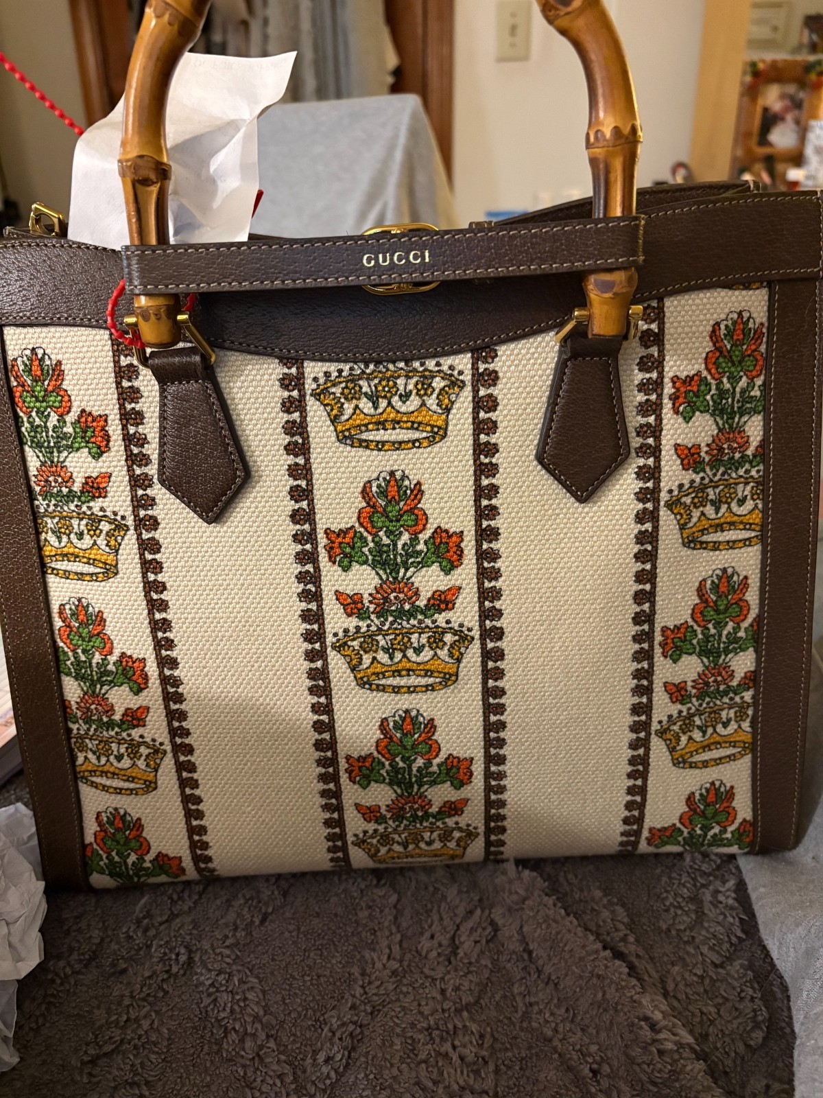 Gucci 100 Centennial Diana Music Is Mine Bamboo Tote 2 Straps Garment Bag NWT