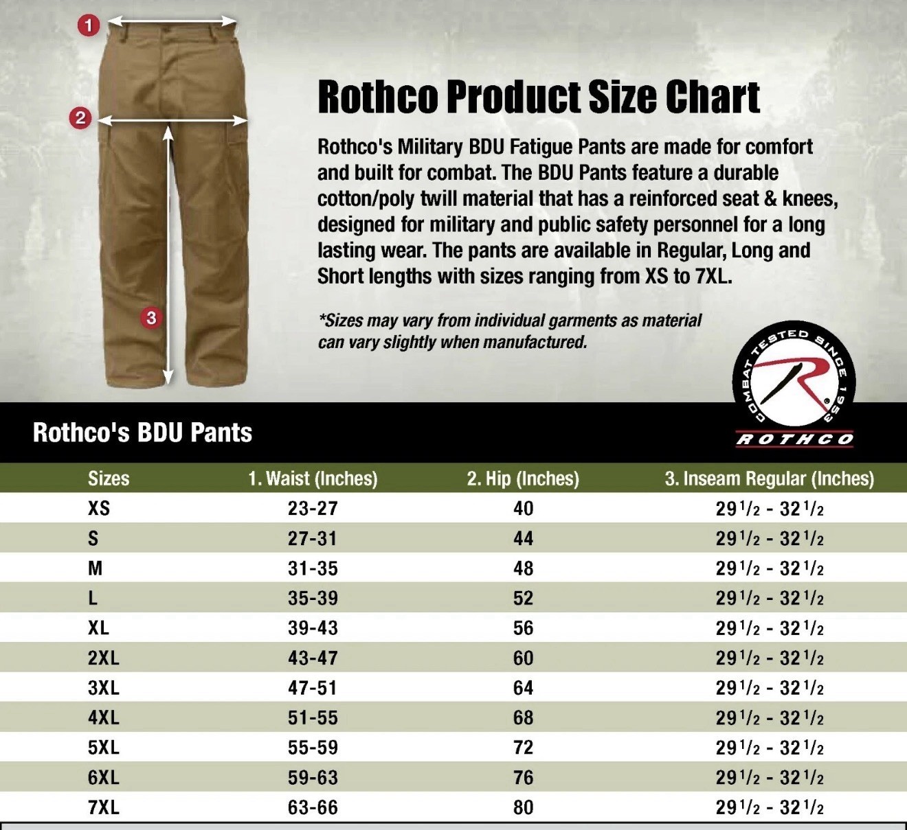 Rothco 8578 BROWN BDU Pants Tactical 6-Pocket Military Fatigues – Size XL – NWT