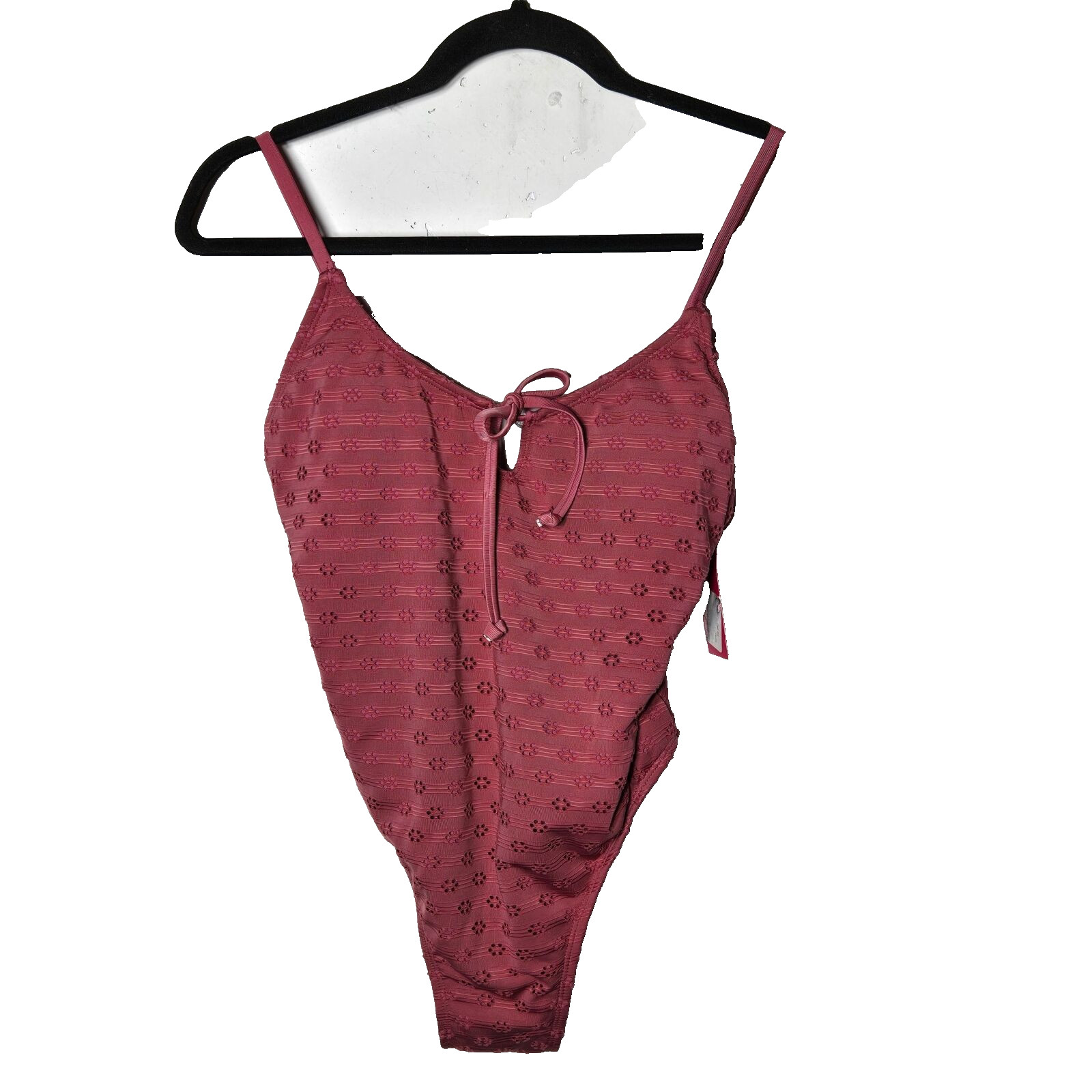 Xhilaration Womens Pink Floral Eyelet Lace One Piece Swimsuit Size Medium Boho