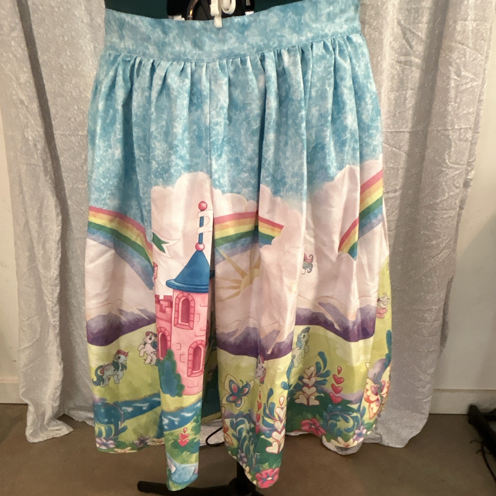 Unique Vintage My Little Pony Satin A-Line Skirt High Rise Lined Pleated 2X