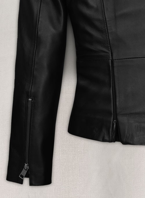 Black Collarless SOFT Lambskin Handmade Biker Leather Jacket XS S M L XL 2XL 3XL