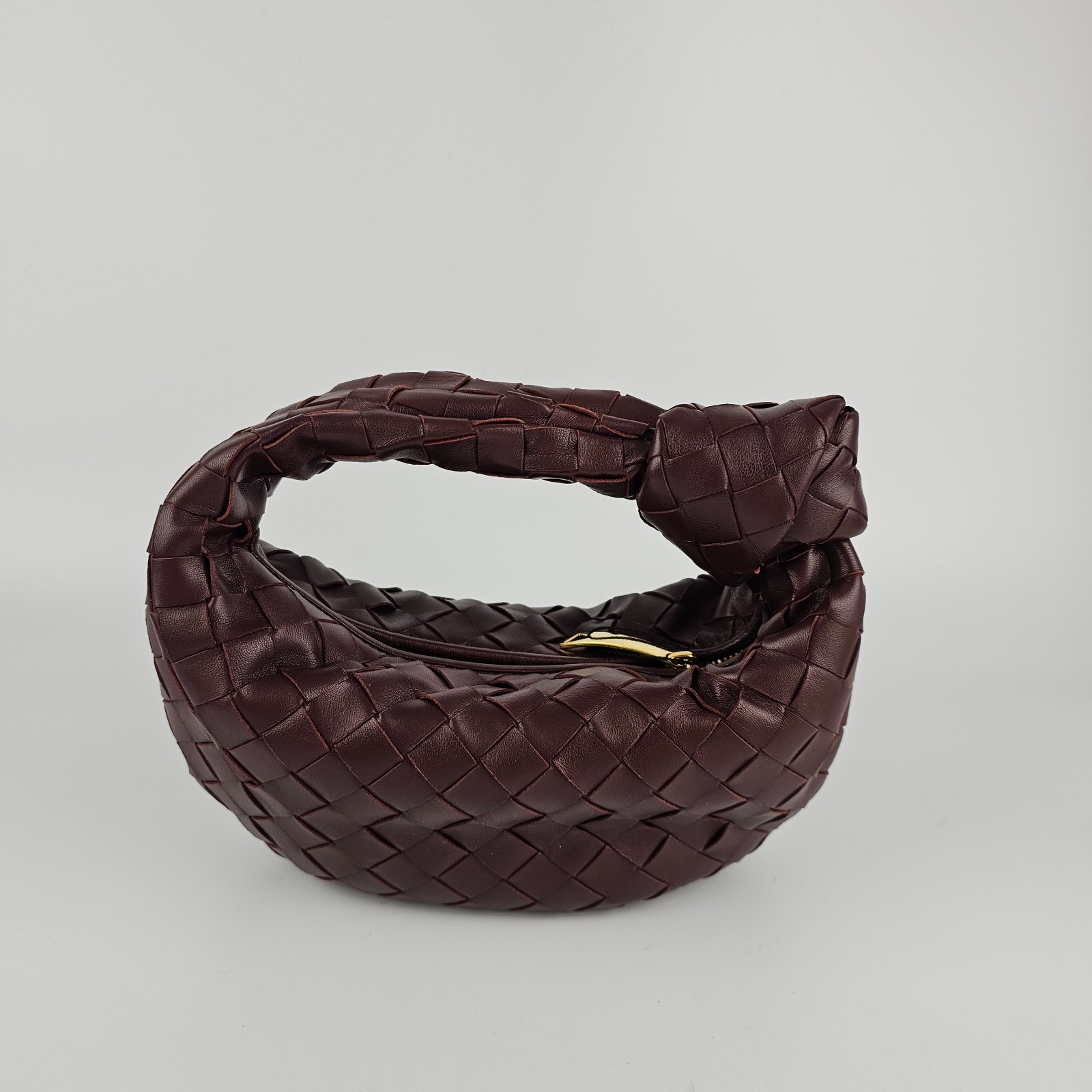 BOTTEGA VENETA Mini Jodie $2800 Madder Brown Leather Top Handle Bag New