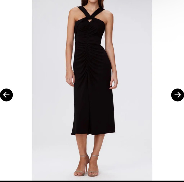 Diane Von Furstenberg Black Neely Sleeveless Ruched Midi Dress 10 LBD Classic