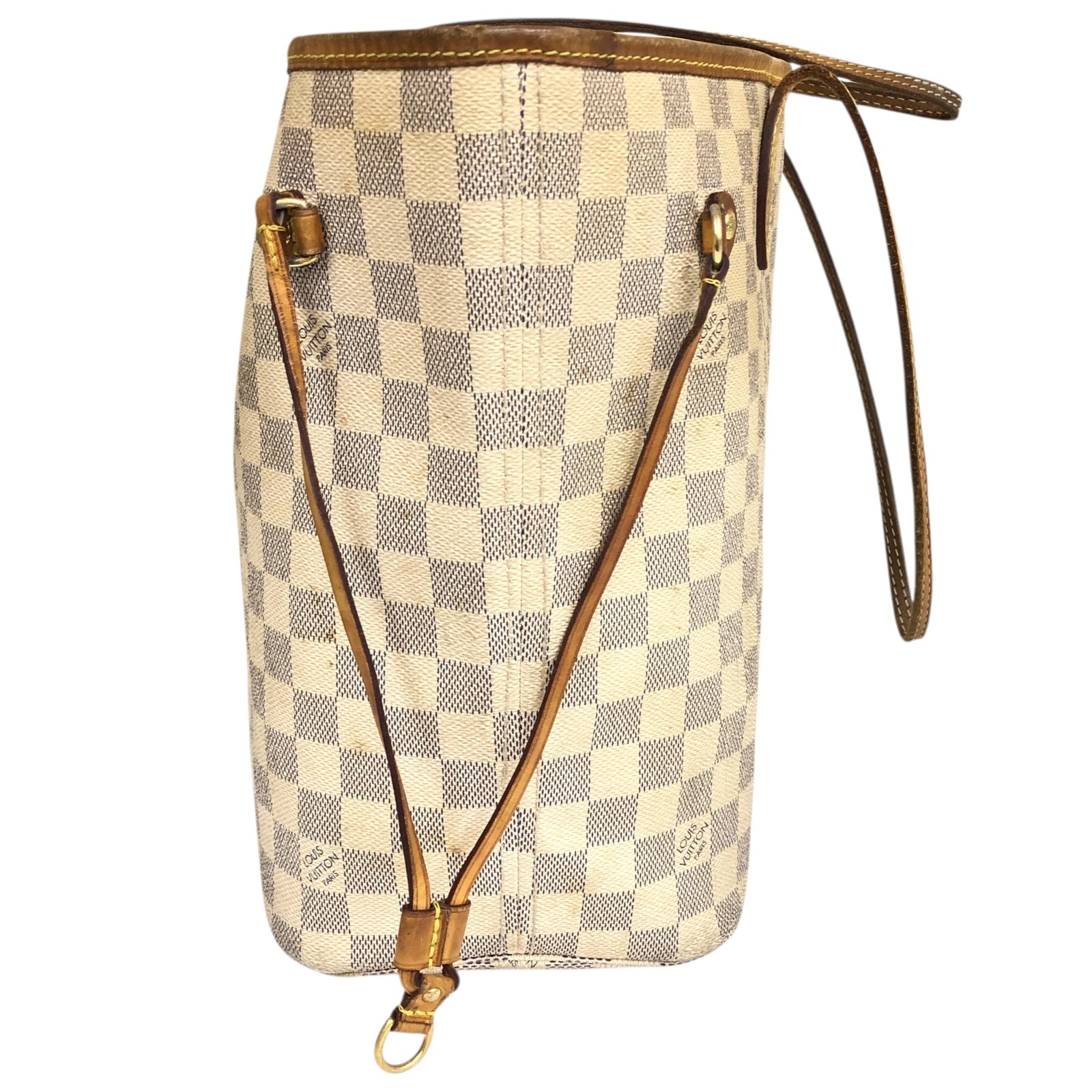 Auth Louis Vuitton Neverfull MM Tote Bag Damier Azur Shoulder Bag N51107 GI3182