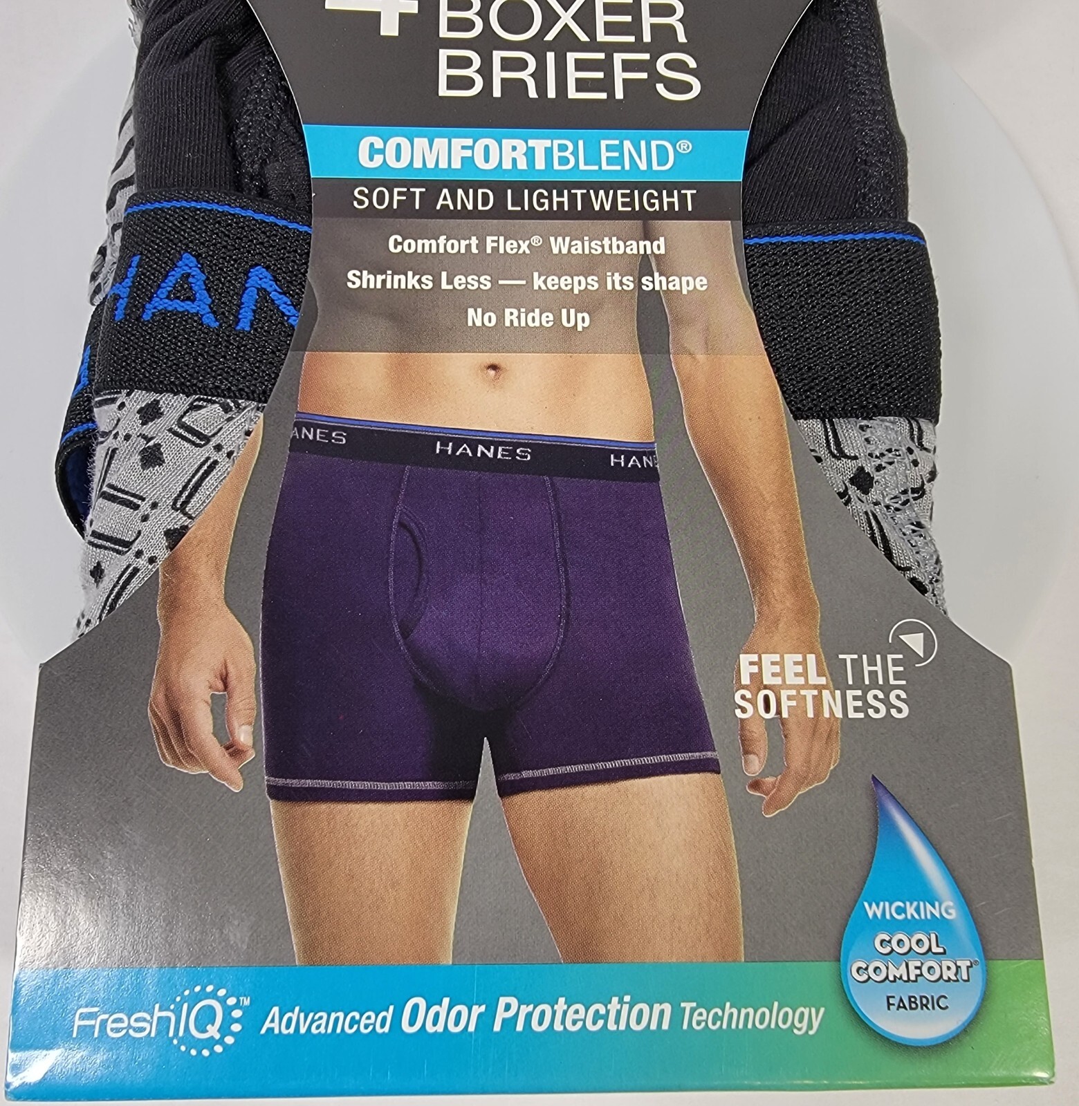 Hanes Tagless Boxer Briefs Men’s S (28-30″) ComfortBlend 4-Pack Assorted Designs
