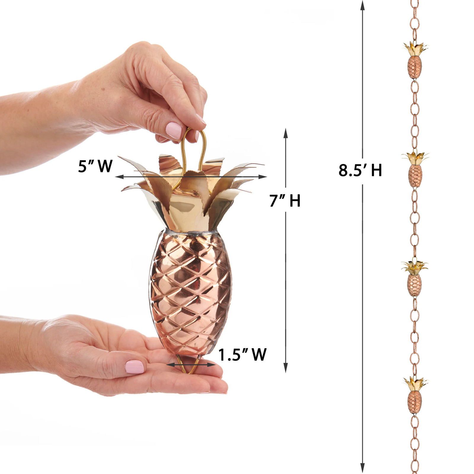 Good Directions 8.5-ft Copper Pineapple Rain Chains|22284