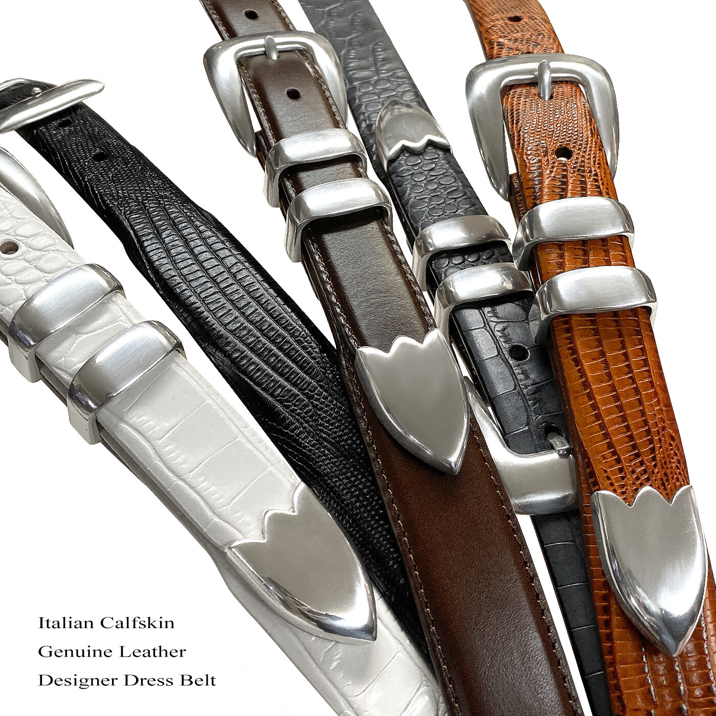 Men’s Belts Italian Calfskin Genuine Leather Designer Golf Dress Belt