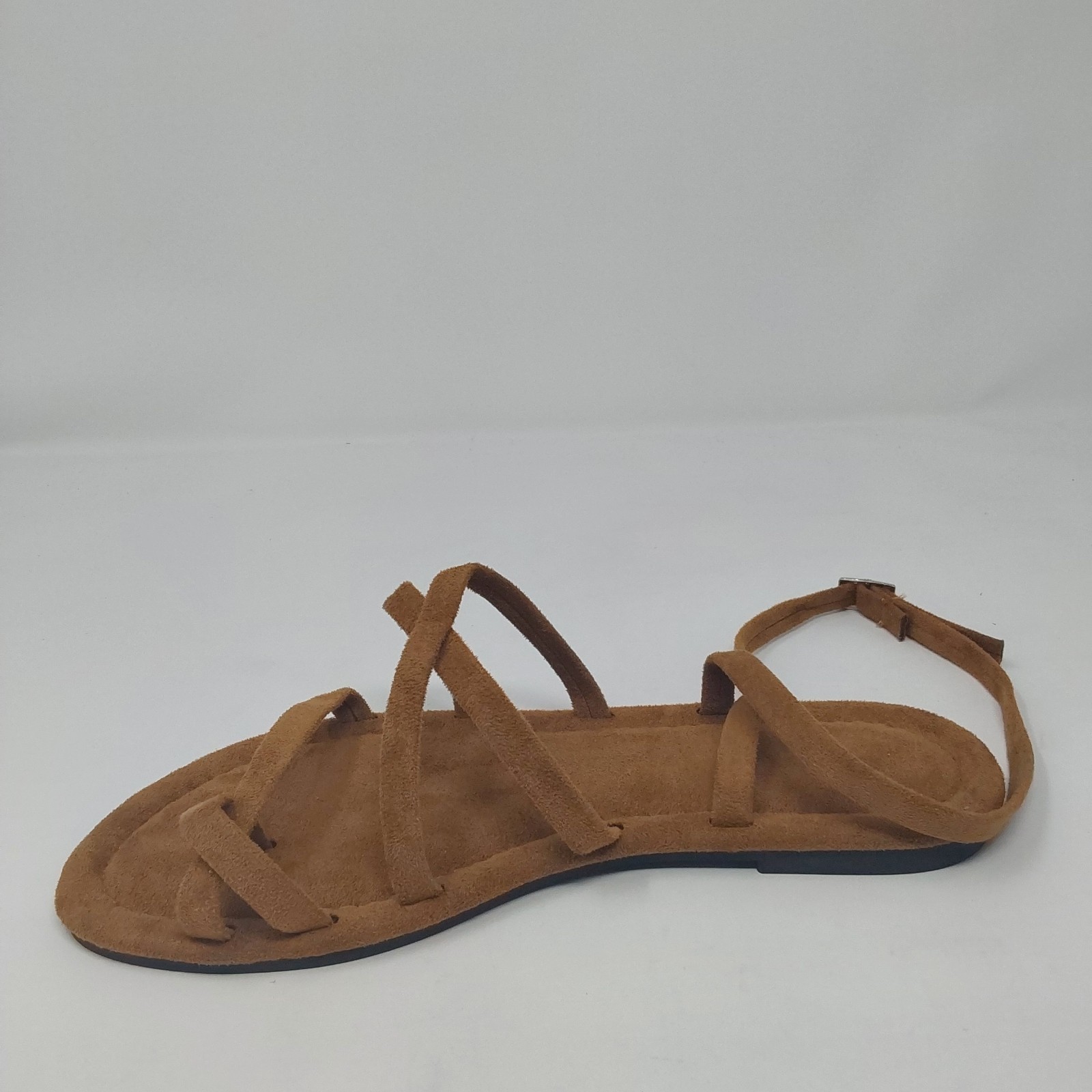 Womens Gladiator Sandals Brown Faux Suede Strappy Flat Sandals US 8 NWT