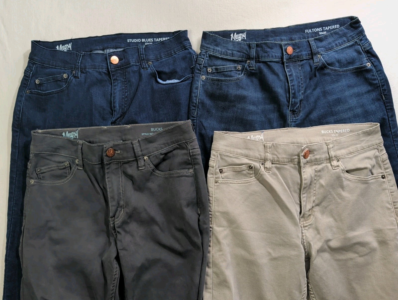 Mugsy Fultons Bucks Tapered Size 32×32 Stretch Jeans LOT OF 4