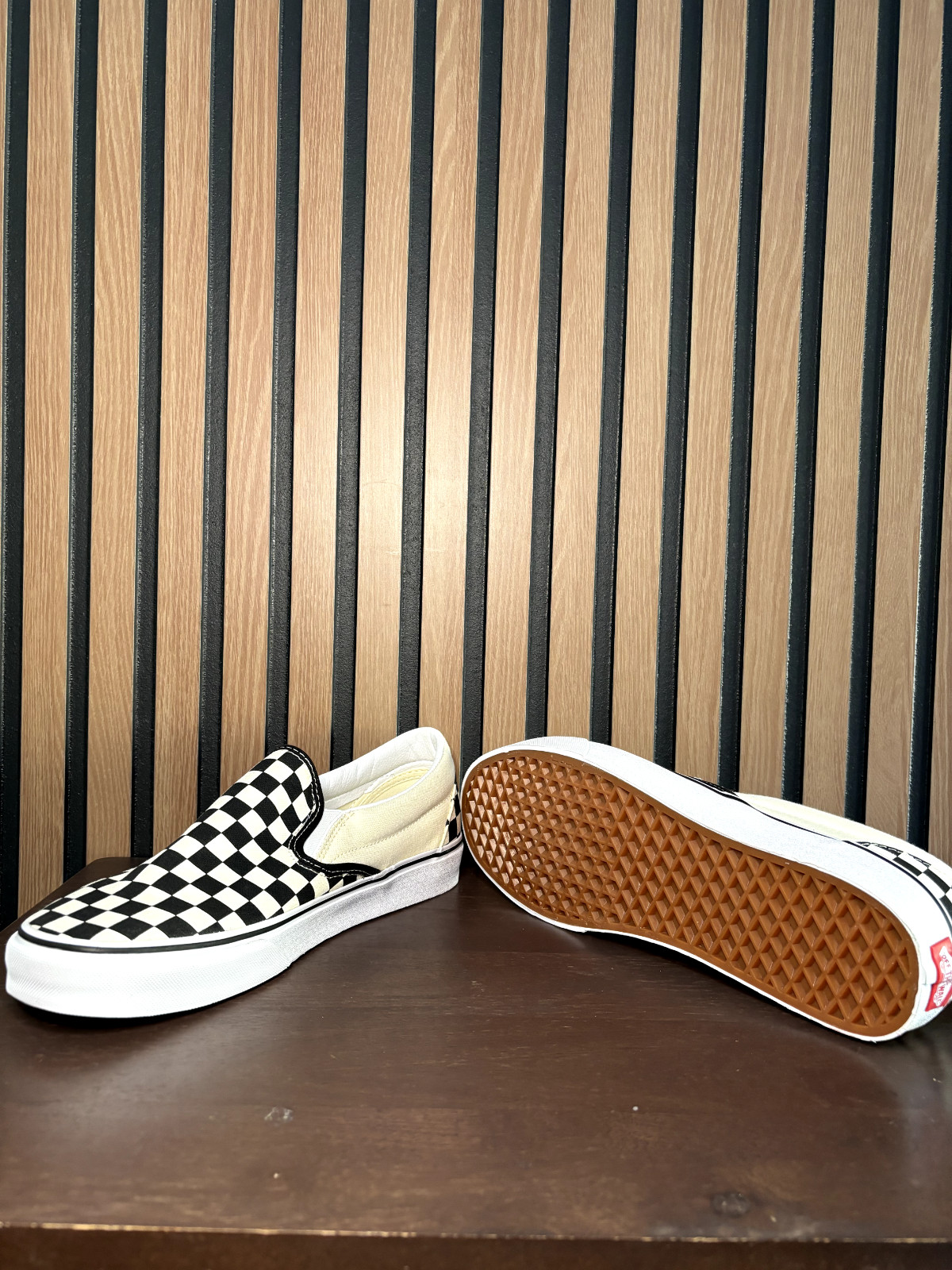 VANS Classic Slip-On Canvas Shoes Black White Checkerboard VN000EYEBWW Men’s