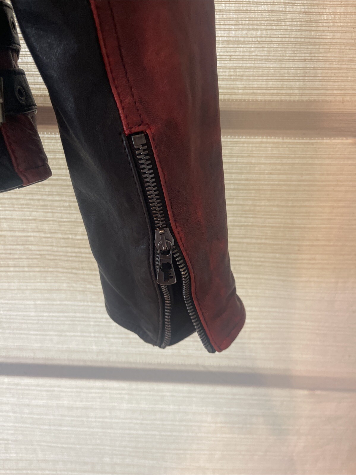Benheart Limited Edition Red/Blk Moto Leather Jacket Made Italy Sz. 44 US 6 NWOT