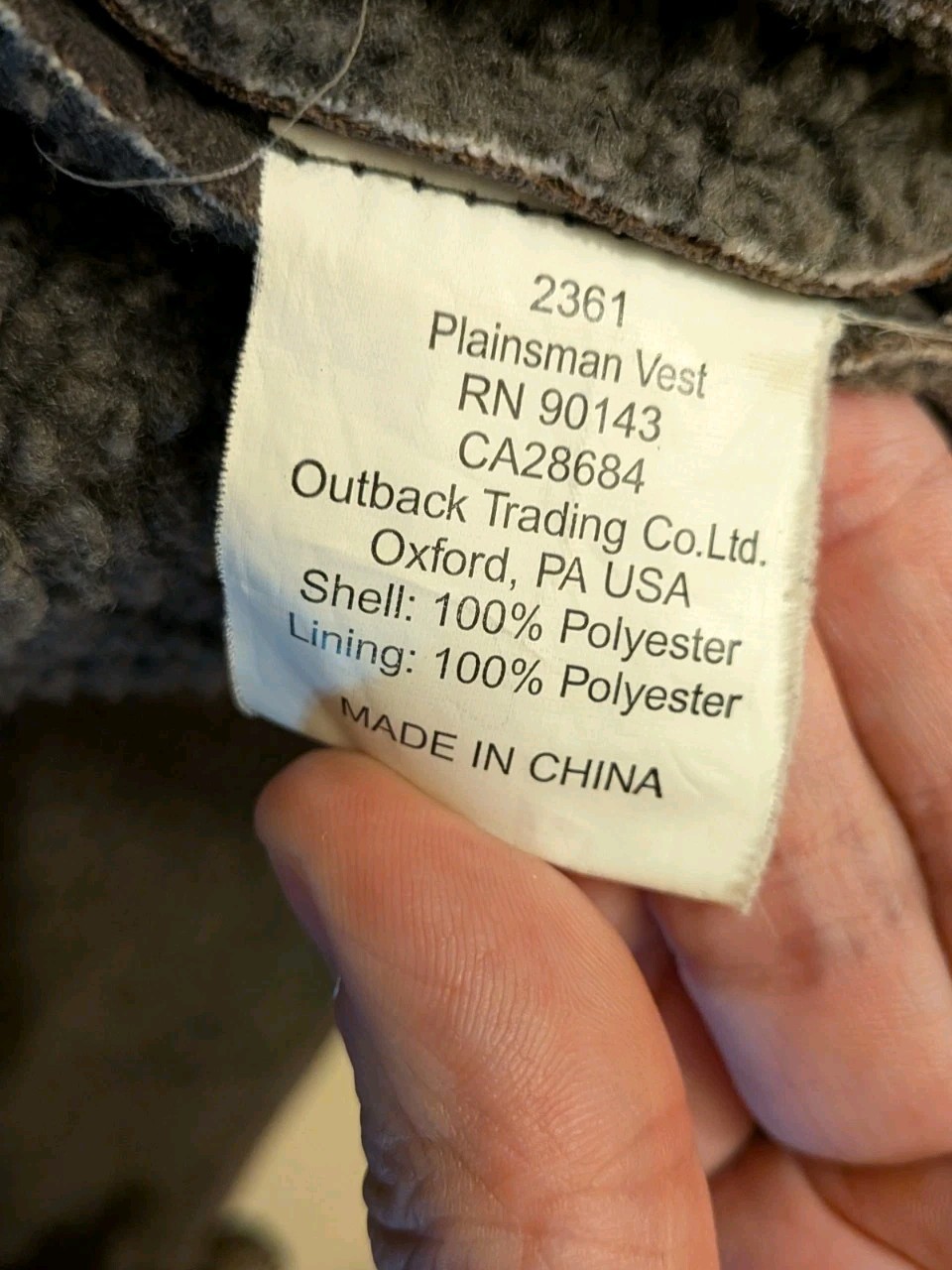 Outback Trading Company® Men’s Plainsman Vest XXL RN 90143 Lined Fly Fishing