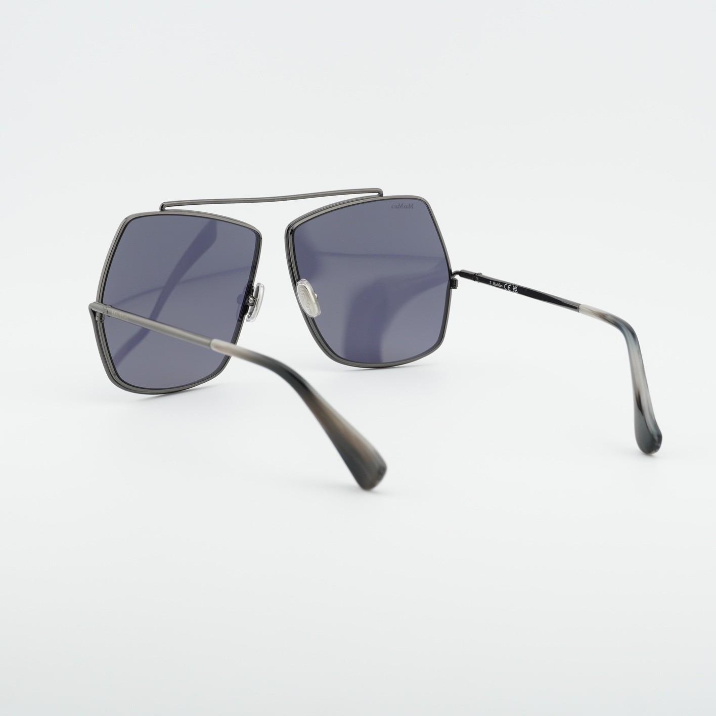 Max Mara MM0006 32N Shiny Gunmetal/Smoke 64-12-135 Sunglasses New Authentic