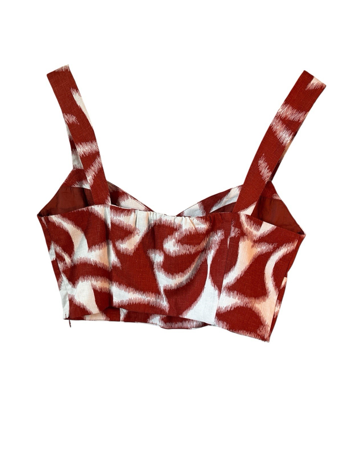NWT Banana Republic Linen Blend Abstract Print Rust Cropped Top Size 6 Festival