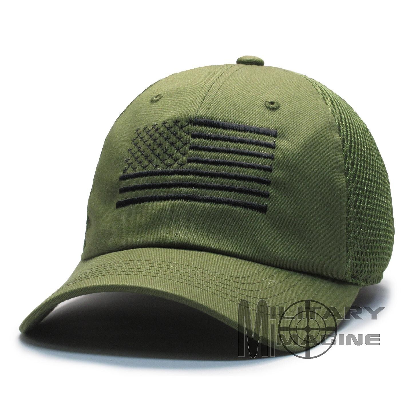American Flag Hat OD Green Micro Mesh Tactical Operator Cap