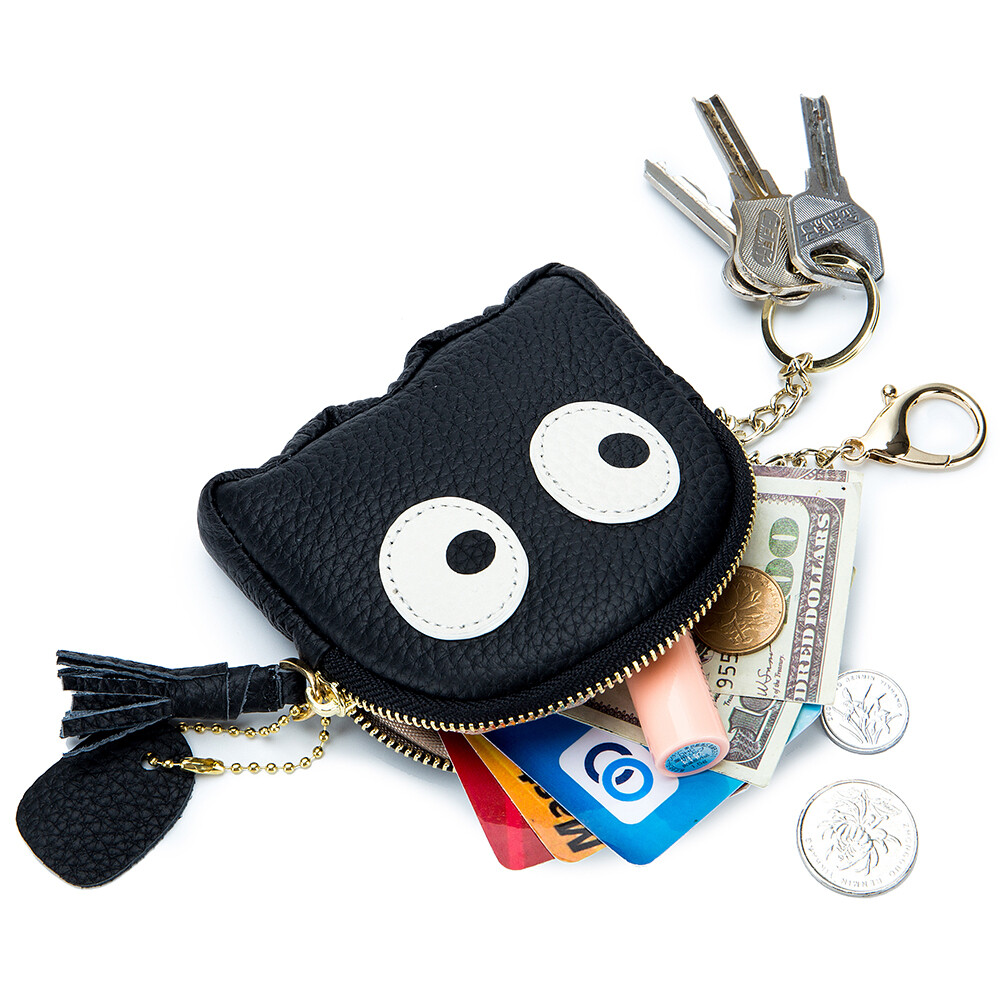 100% Genuine Leather Cartoon Coin Purse Zipper Change Pouch Women’s Mini Wallet