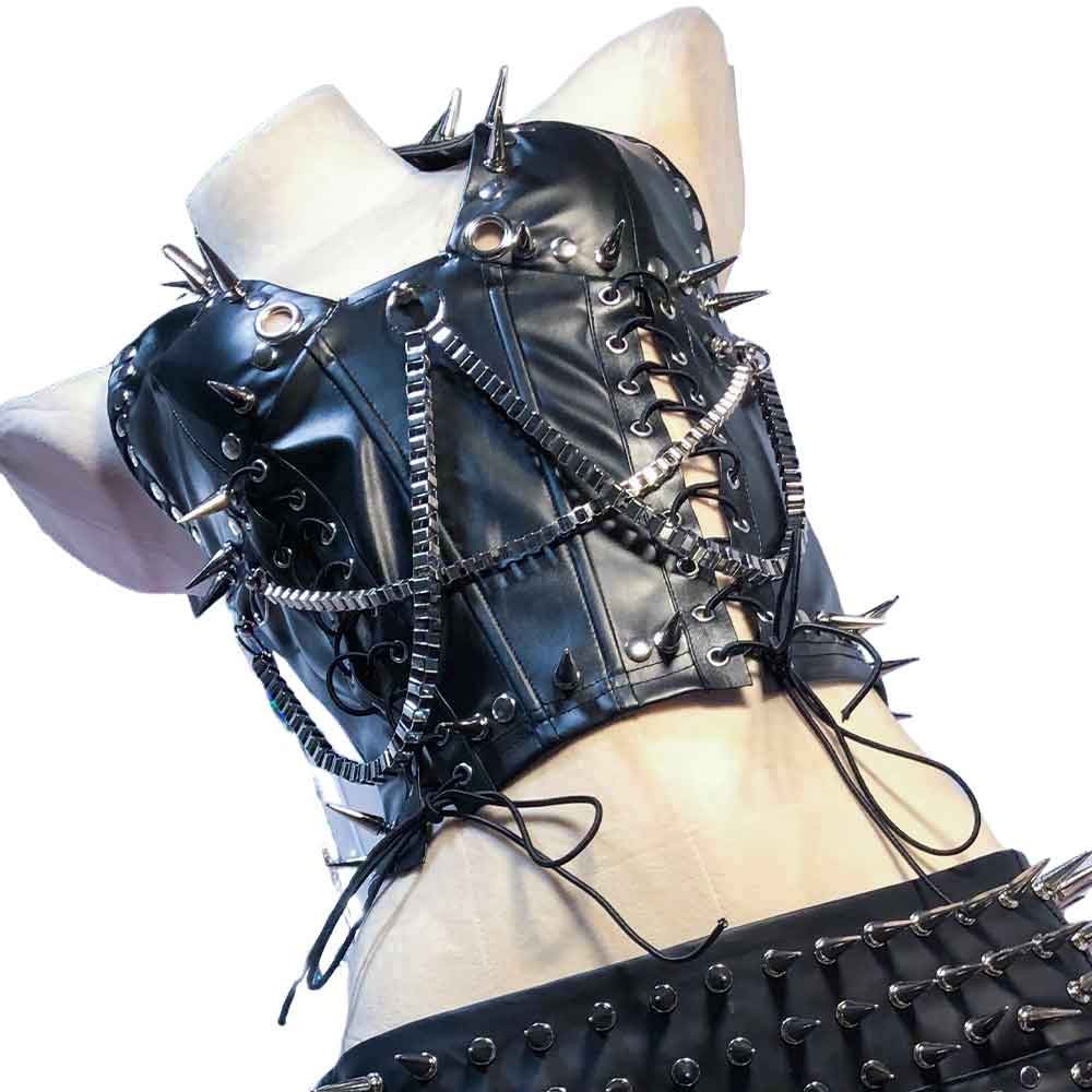 Goth Tops Women’s Emo Clothing Y2K Spiked Gothic Tank Punk Rock Clothes Grunge