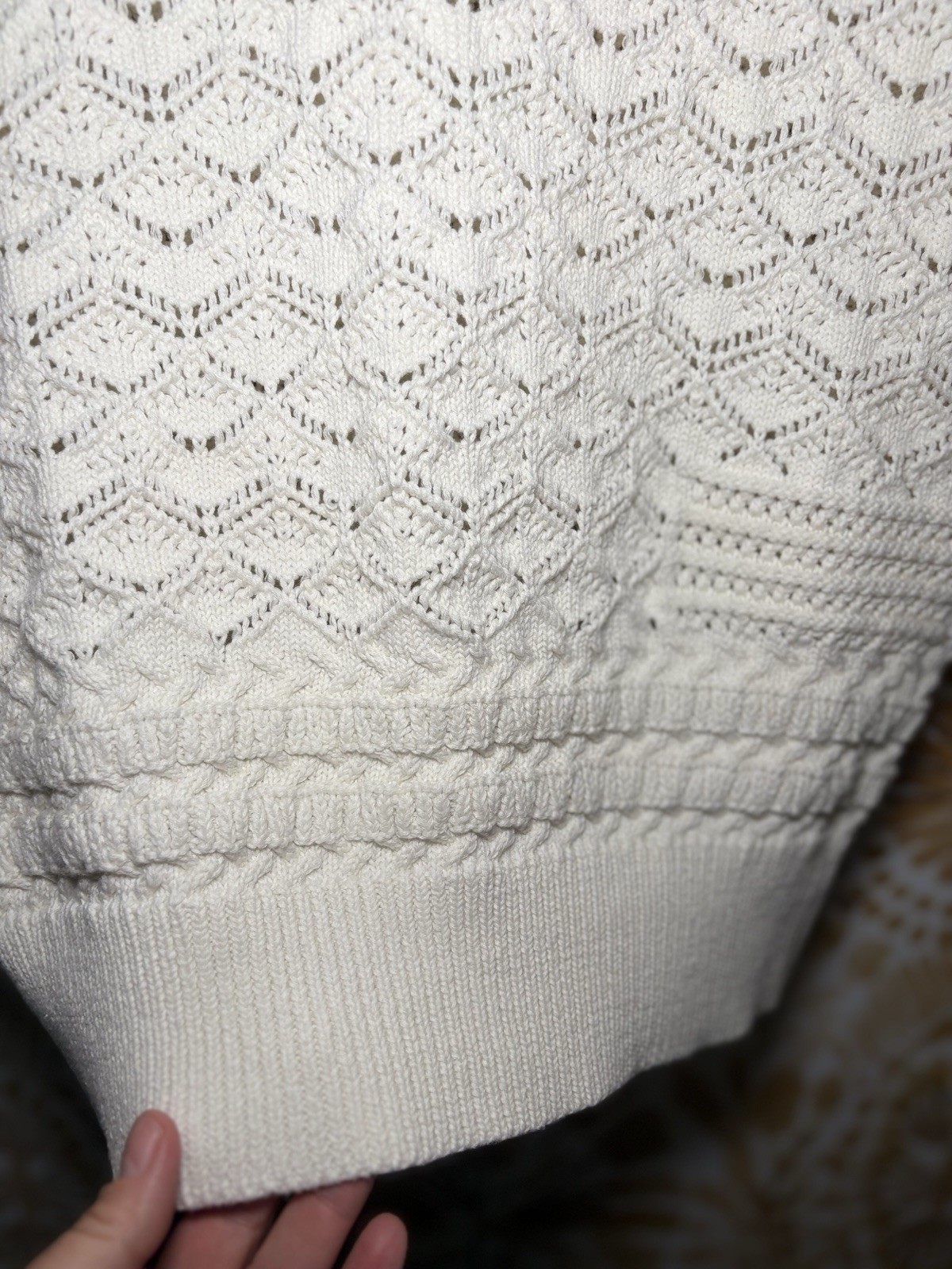 Cloth & Stone Ivory Eyelet Sleeve Knit Cardigan Sweater | Boho Cottagecore