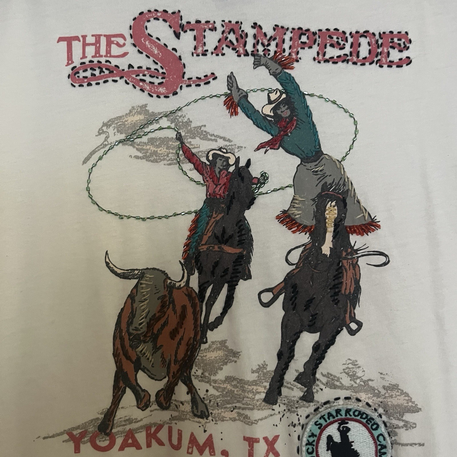 Double D Ranch The Stampede Yoakum Texas Top Women SZ XL Print Embroidered