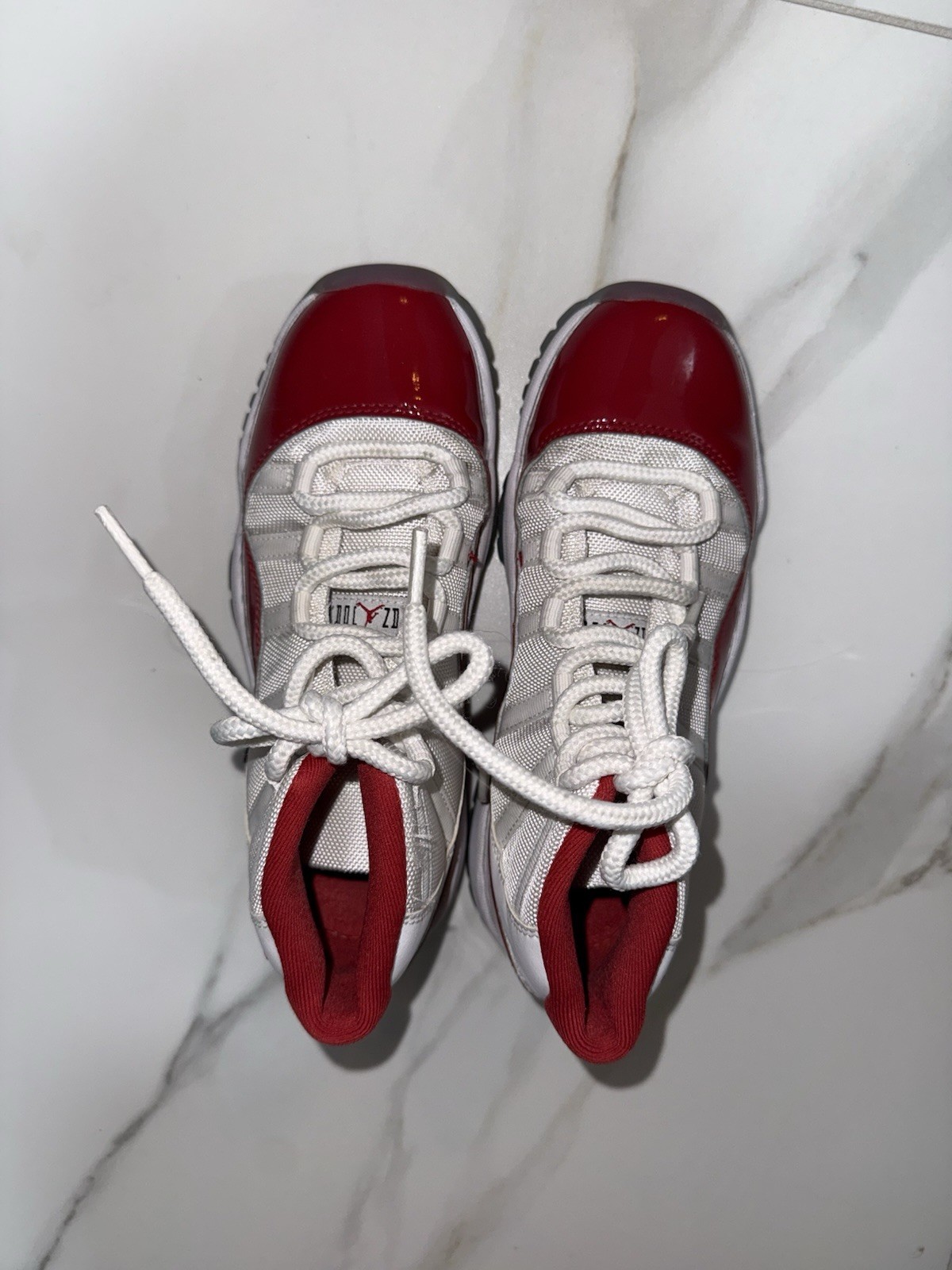 Jordan Air Jordan 11 Mid Top Lace-Up Sneakers White/Red US 4.5