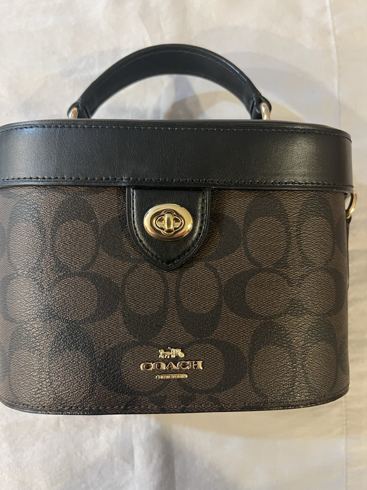 Coach Kay Turn Lock Crossbody Bag in Brown-Black from the Signature Collection