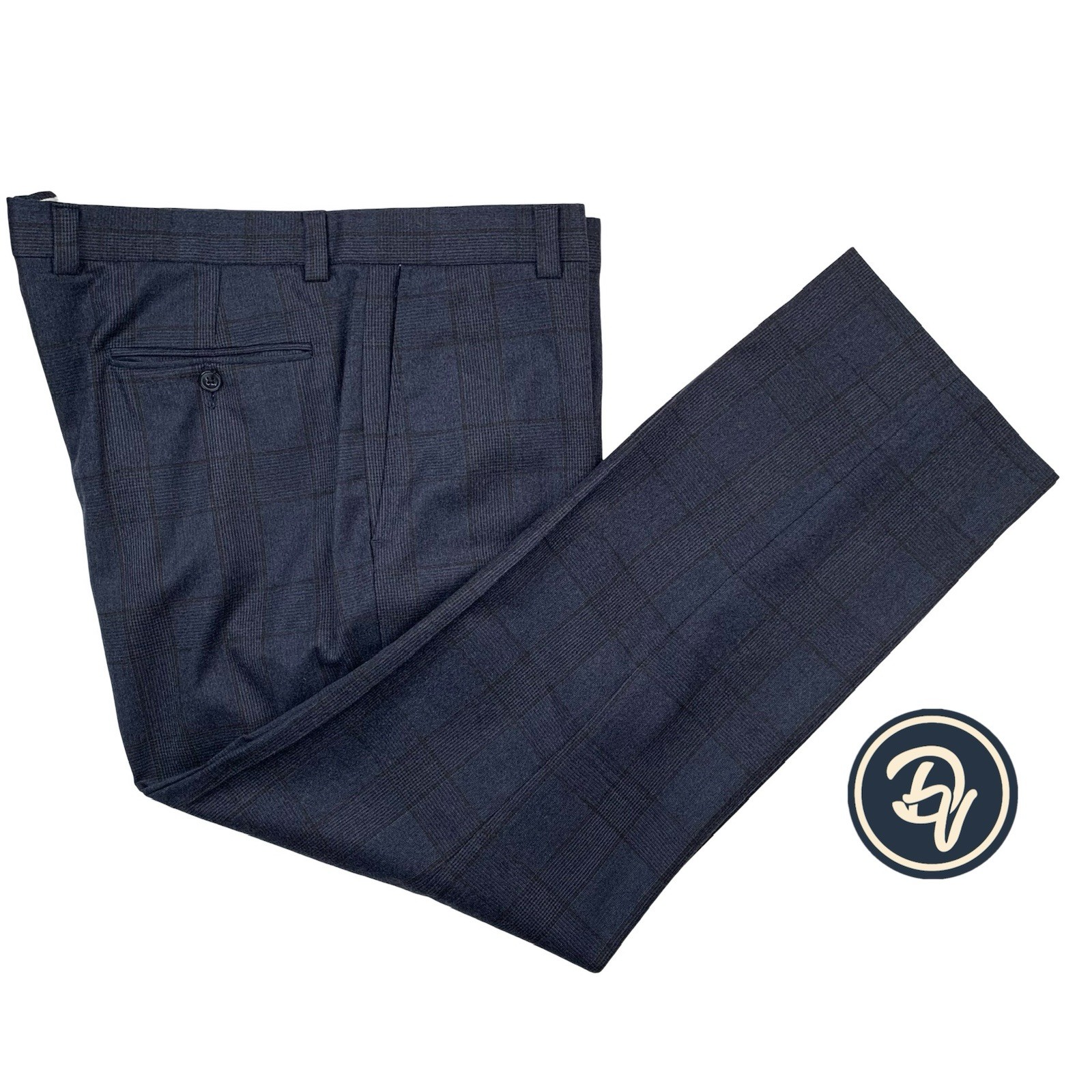 Mens 44 R Joseph Abboud ” Black Label ” Navy Windowpane Flannel Weight Made USA