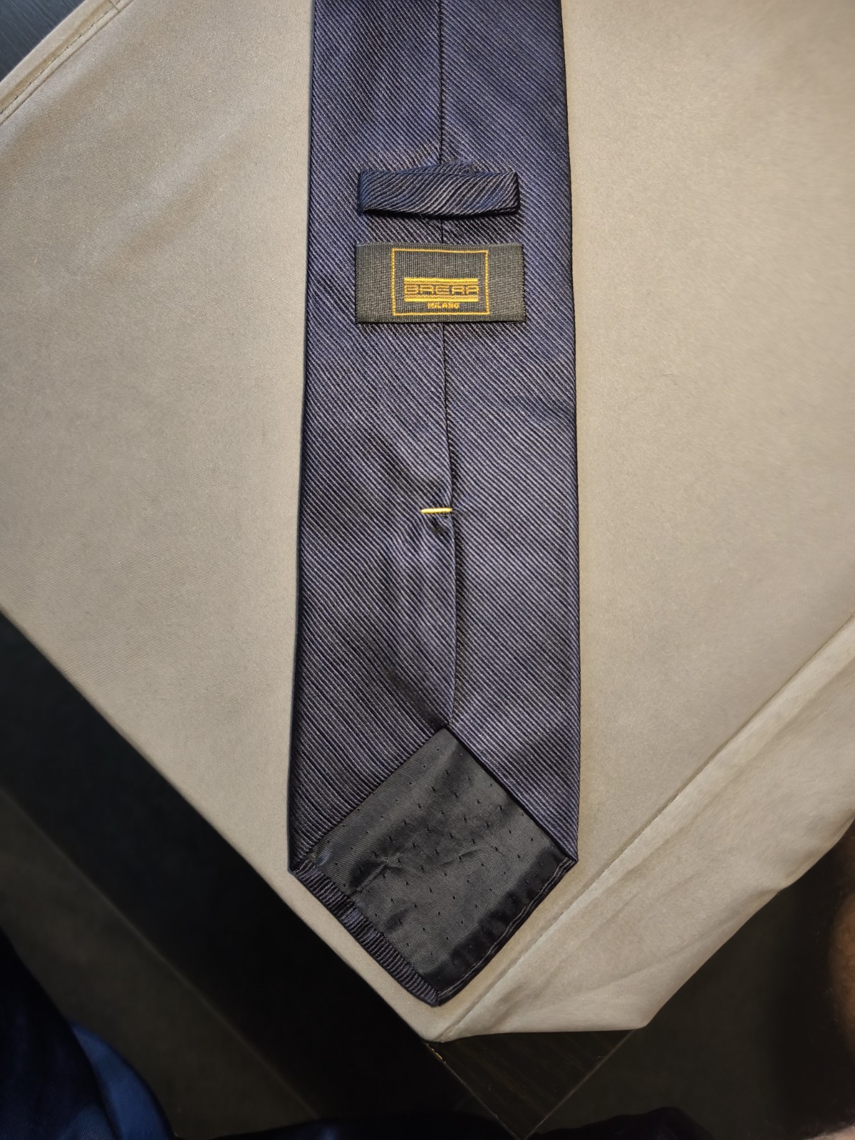 Brera (Milan) – Navy Blue Solid Color Silk Tie Made In Italy Texture Stripes