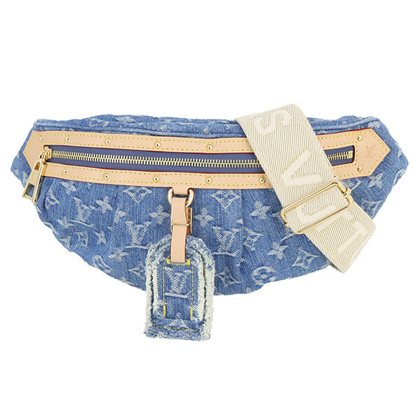 AUTH LOUIS VUITTON BODY BAG HIGH RISE LV REMIX LEATHER BLUE DENIM W36XH15XD7CM