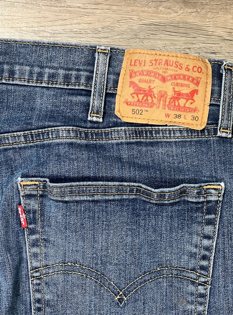 Levi’s 502 Vintage Men’s Blue Medium Wash Tapered Mid Rise 5-Pocket Denim Jeans