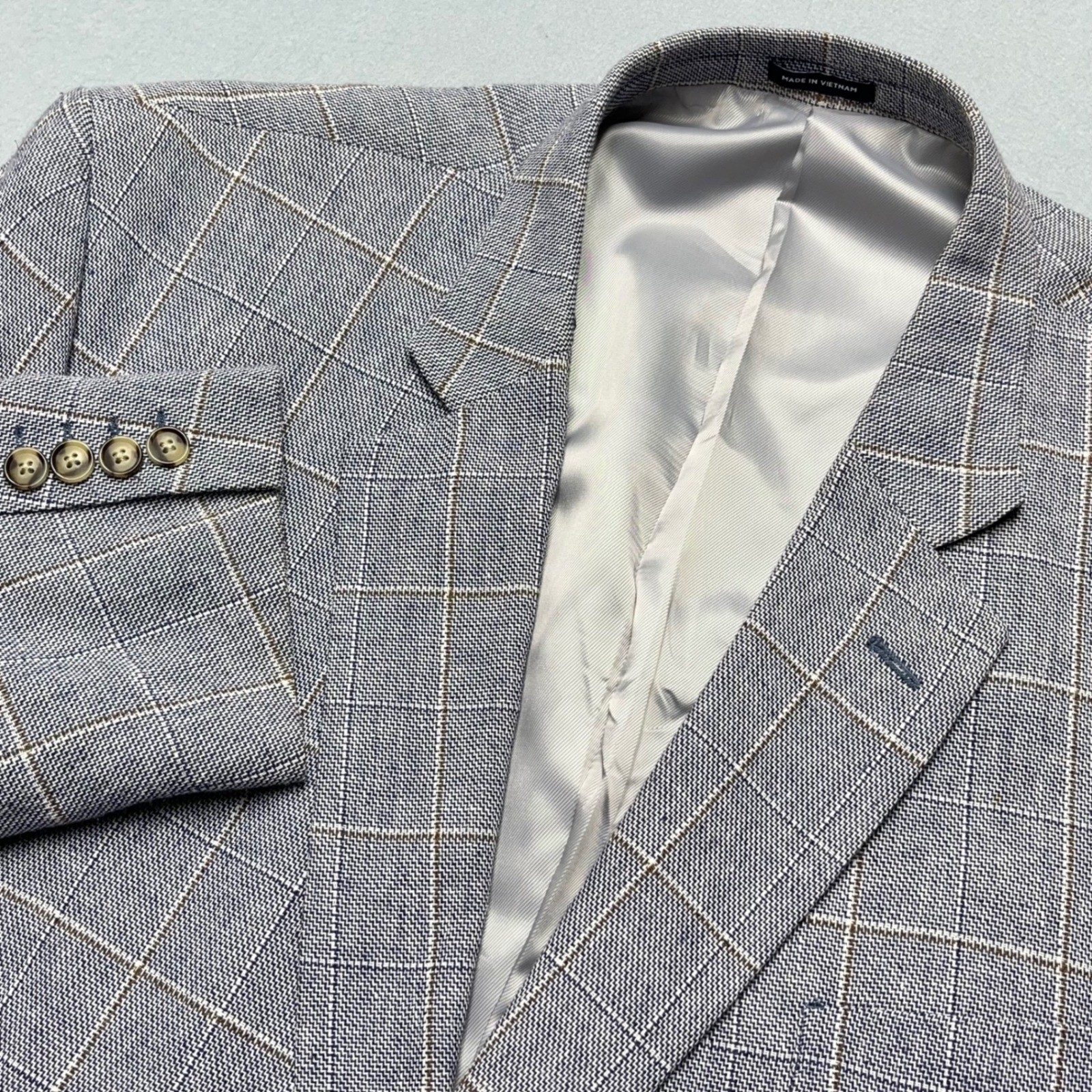 Stafford Men Blazer Linen Sport Coat Classic Fit Plaid Suit Jacket 52( US 48R)