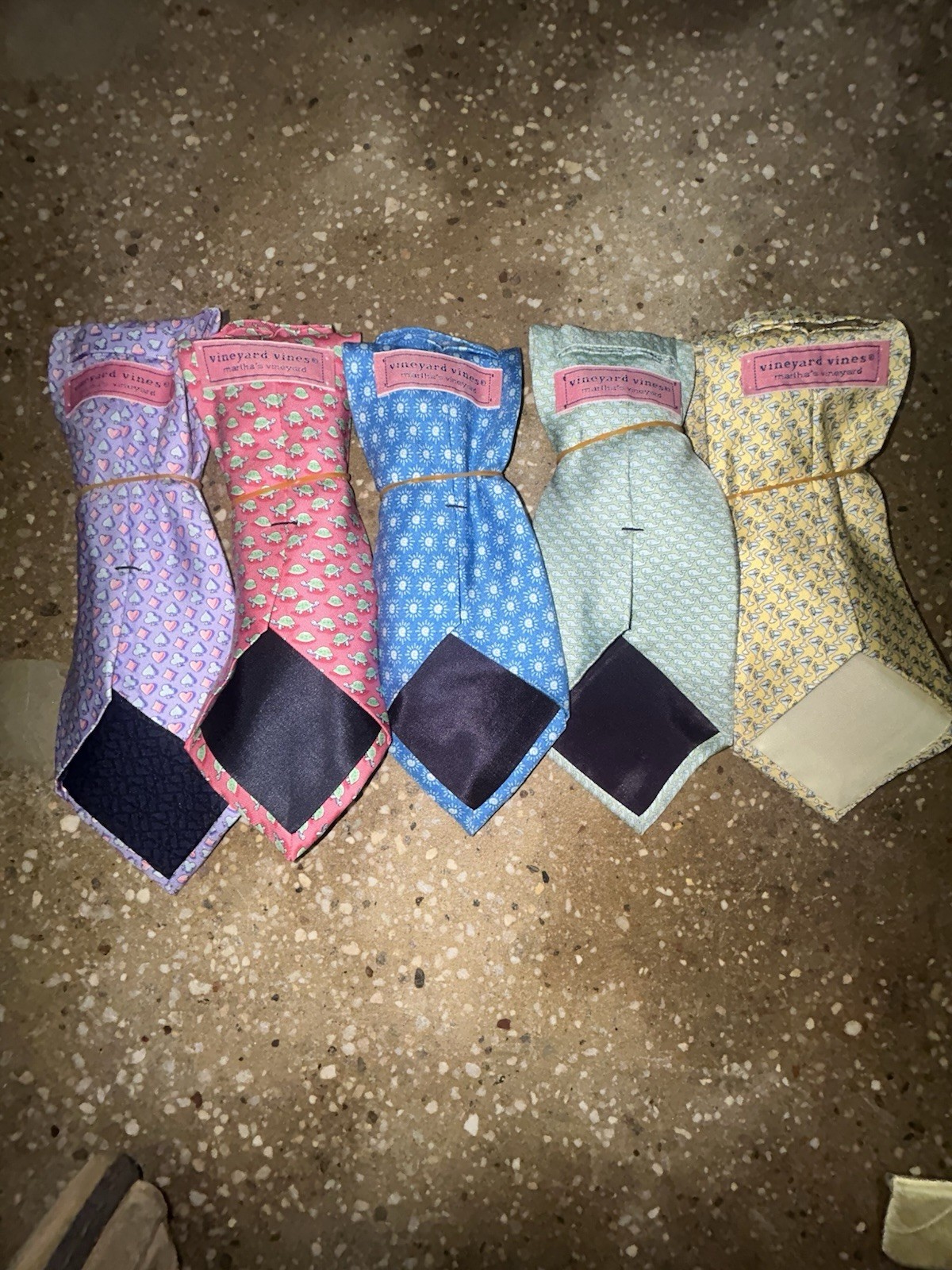 5 Vineyard Vines Designer Men’s Woven Tie Multicolor Geometric Pattern
