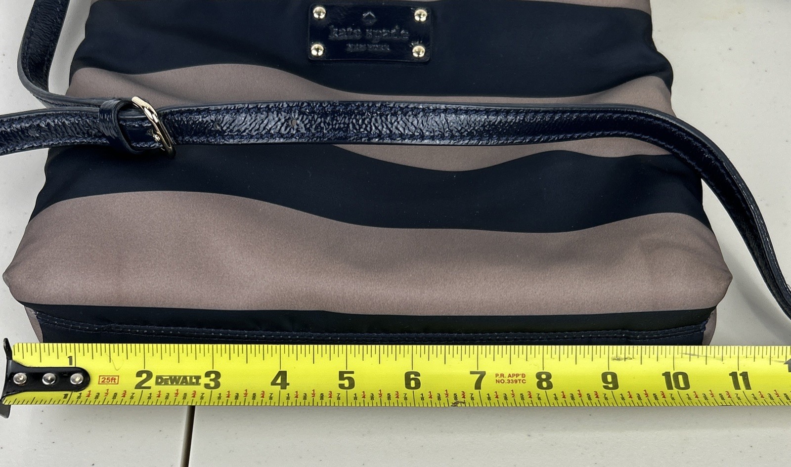 Kate Spade Nylon Crossbody Purse Navy & Taupe with Navy Leather Adjustable Strap