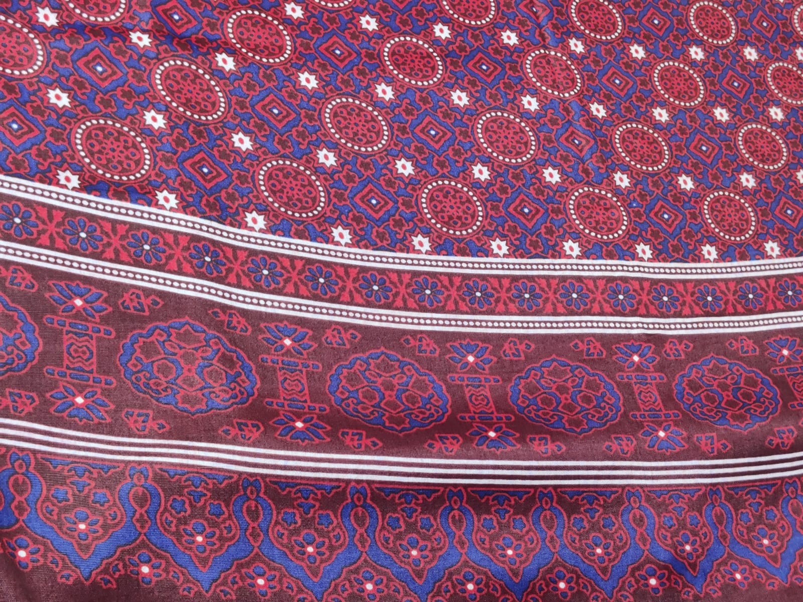 Sindhi Ajrak Traditional Chadar Oversized Printed Cultural Wrap Shawl Pakistan