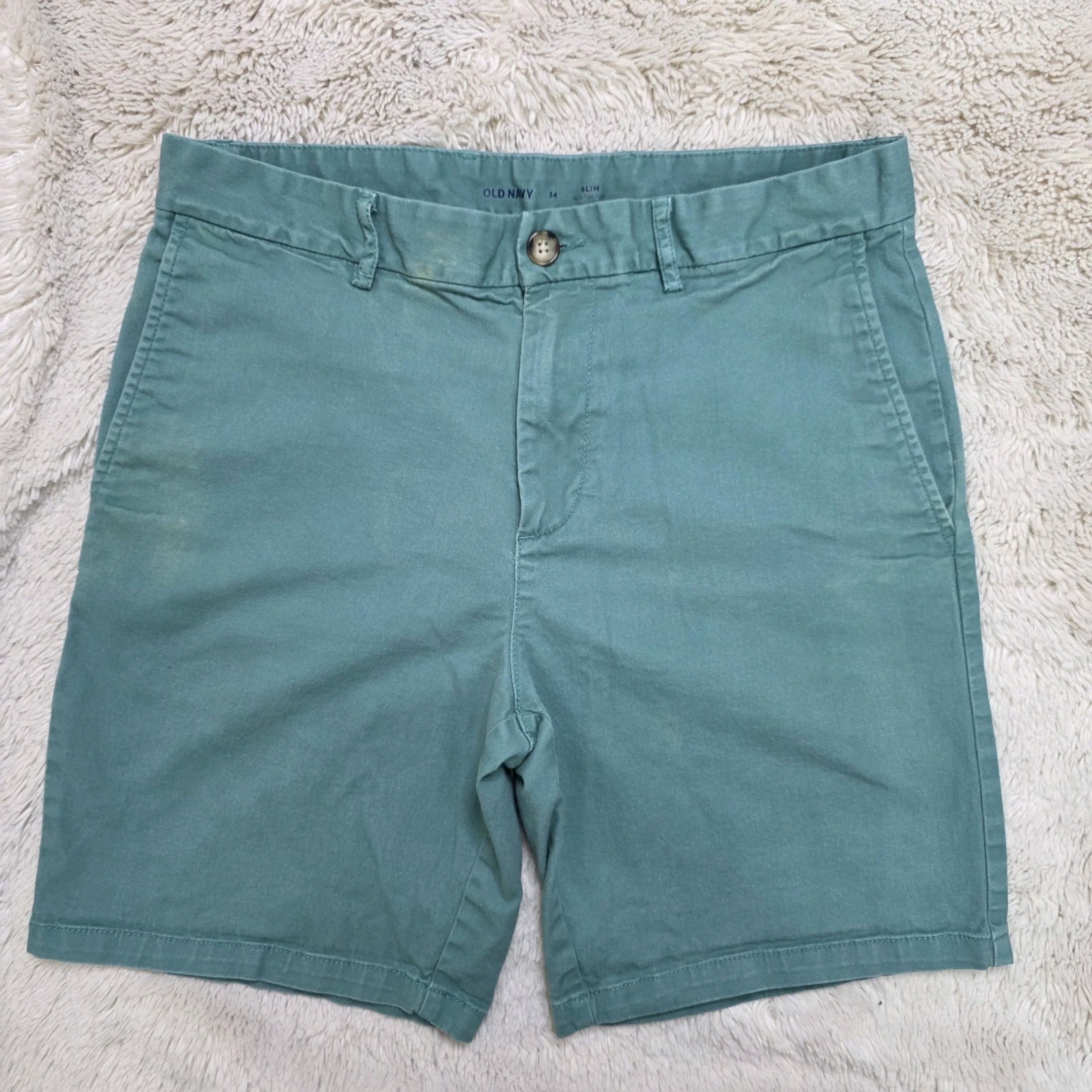 Old Navy Slim Built-In Flex Rotation Chino Shorts Mens 34 Teal Green 8″