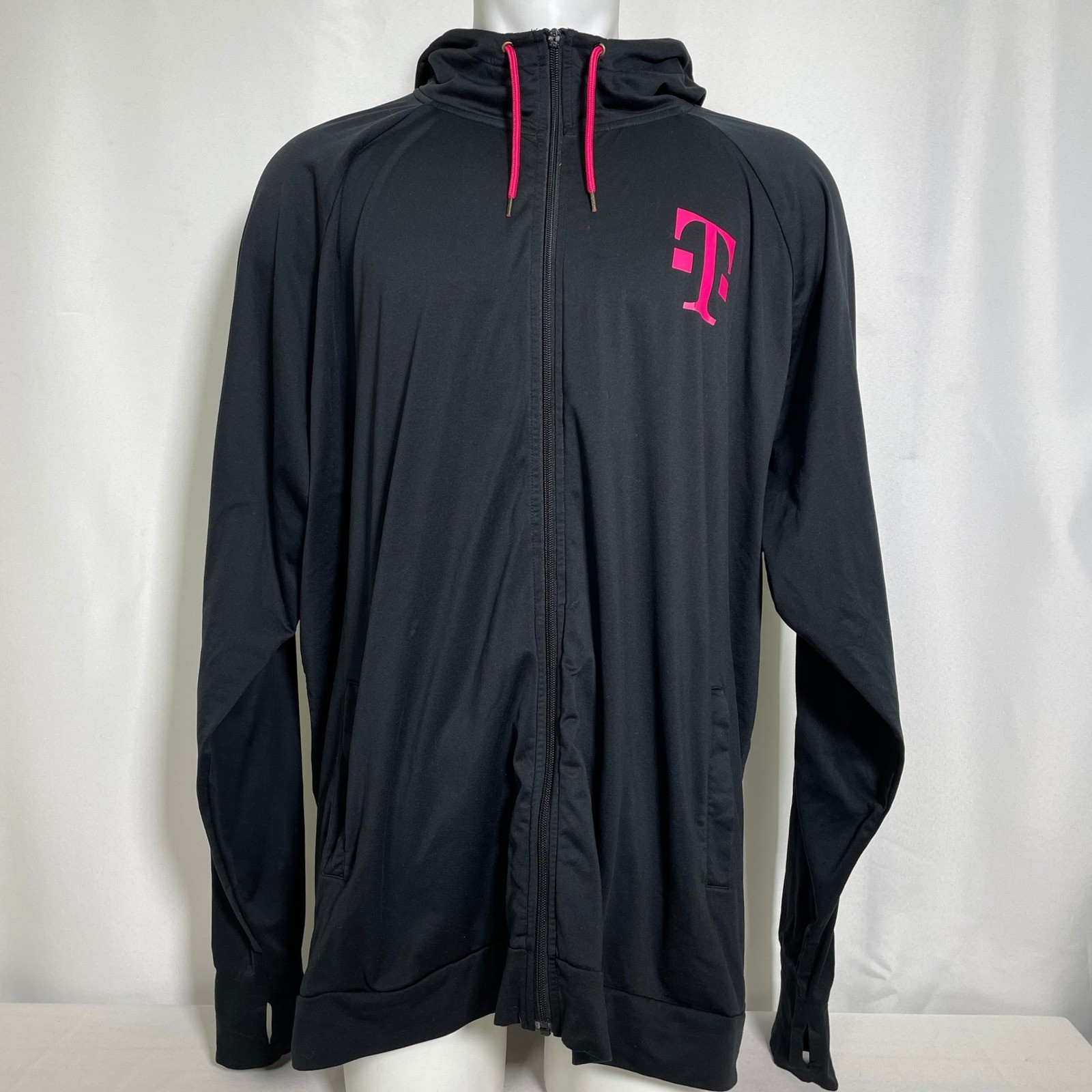 T-Mobile Black Magenta Full Zip Thumbhole Performance Hoodie Jacket Men’s 5XL