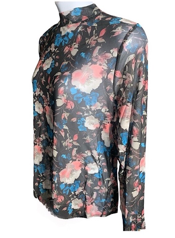 TORRID Semi-Sheer Mesh Mock Neck Long Sleeve Top NWT