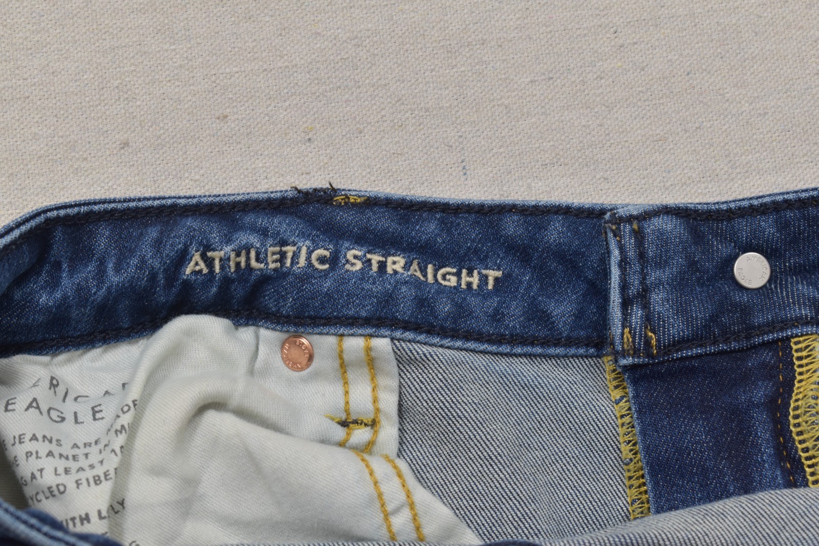 American Eagle Airflex+ Athletic Straight Men Jeans Blue Wash Size 42×32 Cotton